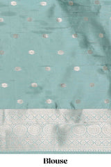 Dark brown checked floral motifs design semi soft silk saree with contrast border and blouse
