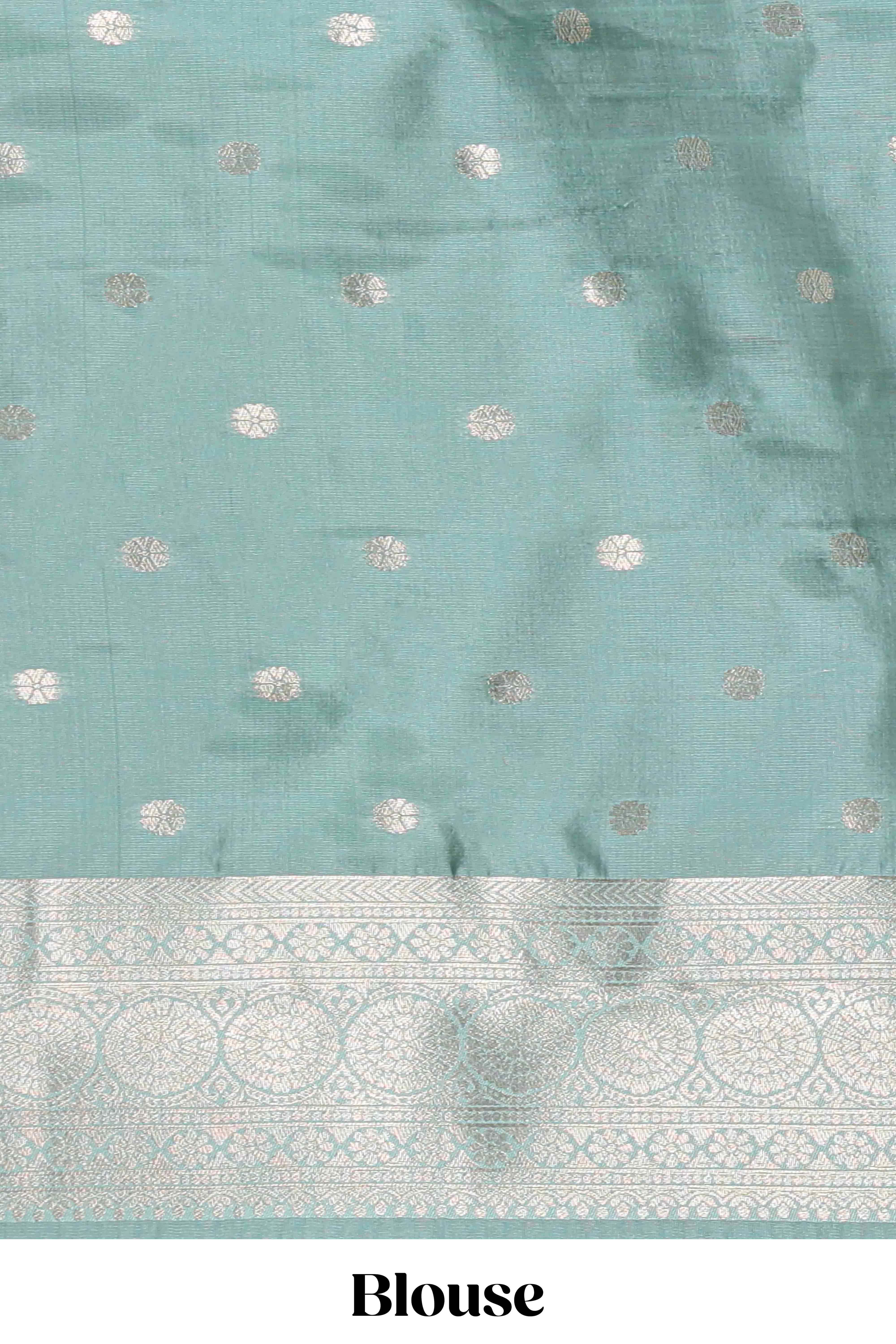 Dark brown checked floral motifs design semi soft silk saree with contrast border and blouse