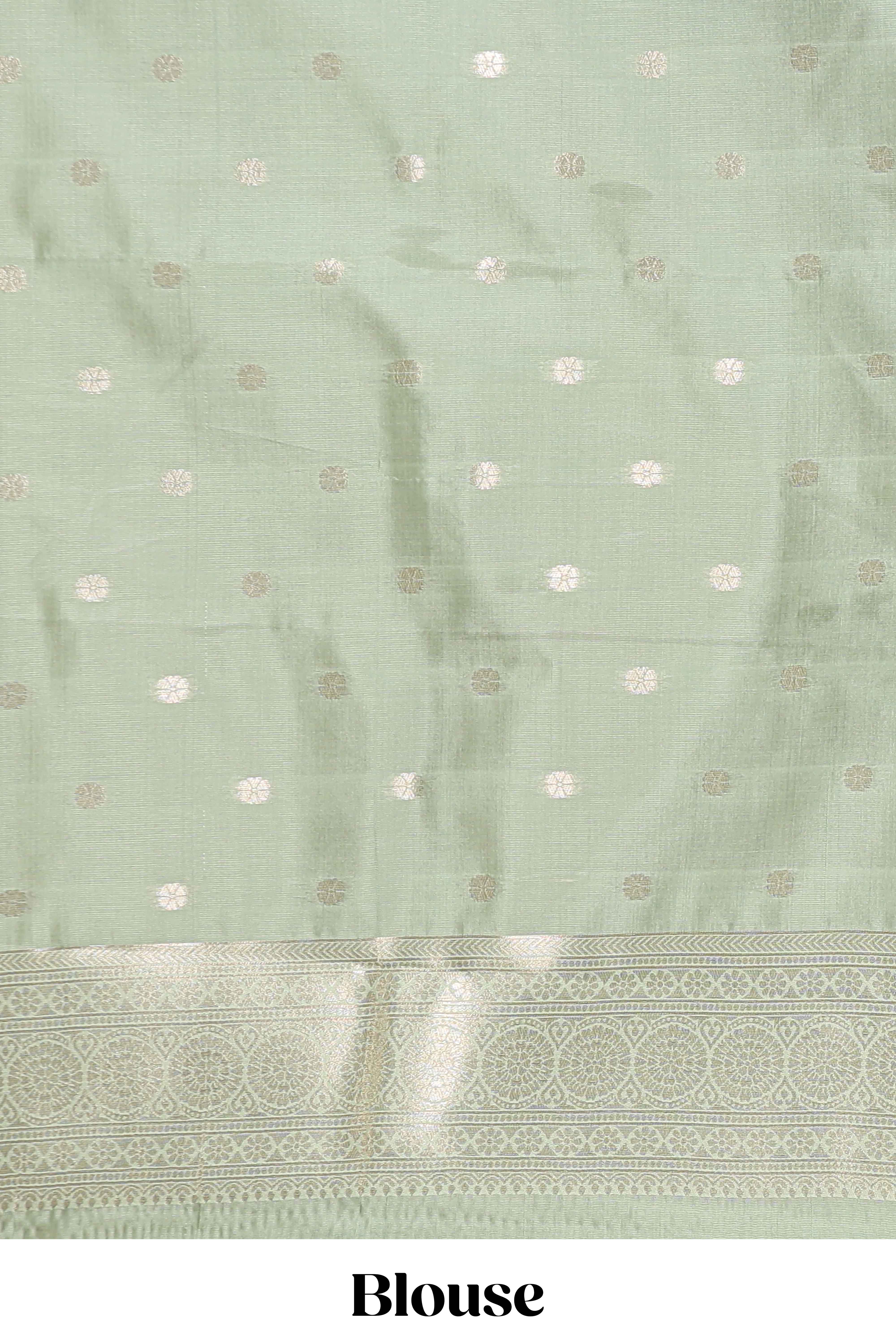 Dark brown checked floral motifs design semi soft silk saree with contrast border and blouse