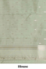 Dark brown zari checked design semi soft silk saree with contrast border and blouse