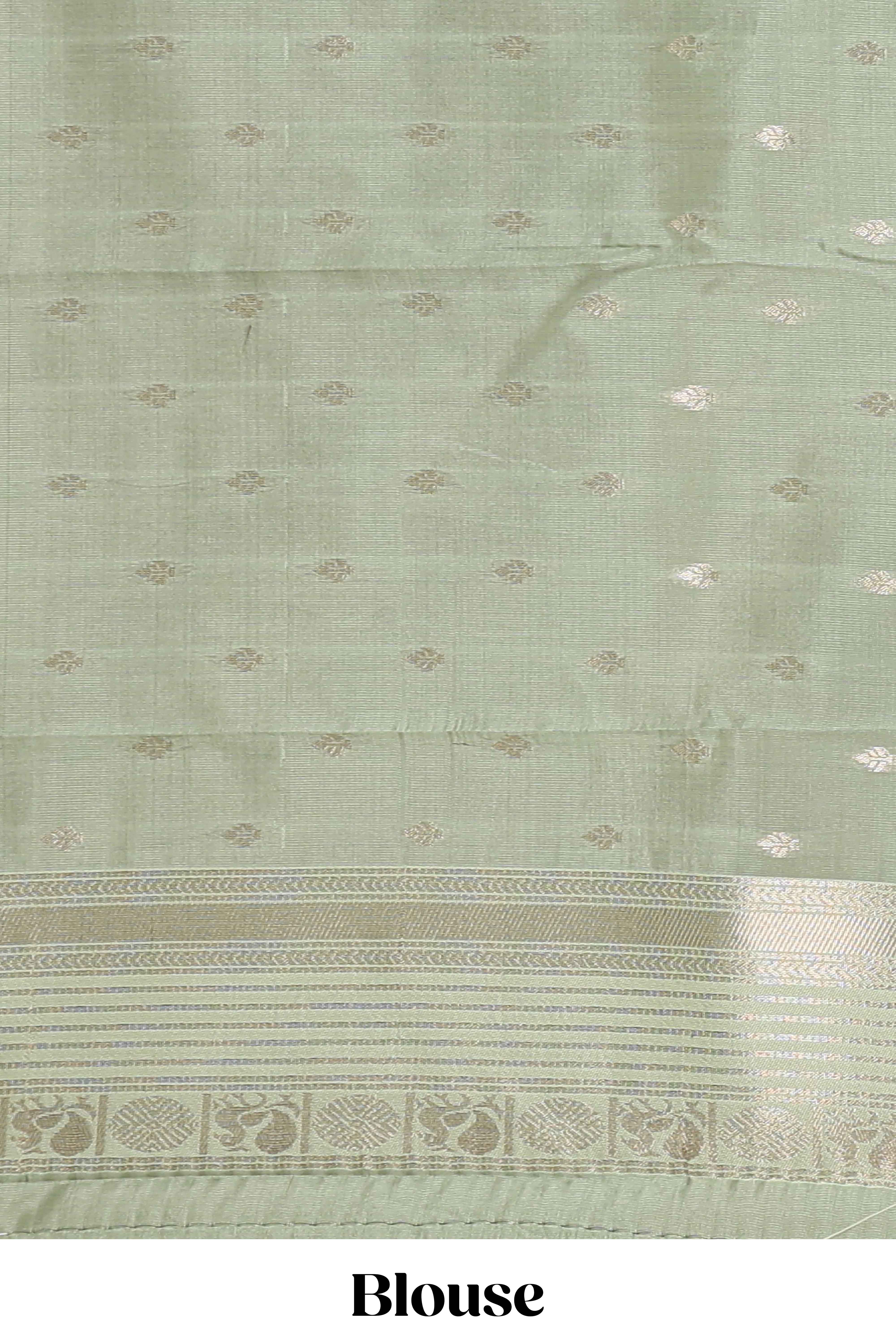 Dark brown zari checked design semi soft silk saree with contrast border and blouse