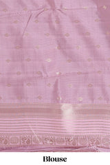 Dark brown zari checked design semi soft silk saree with contrast border and blouse