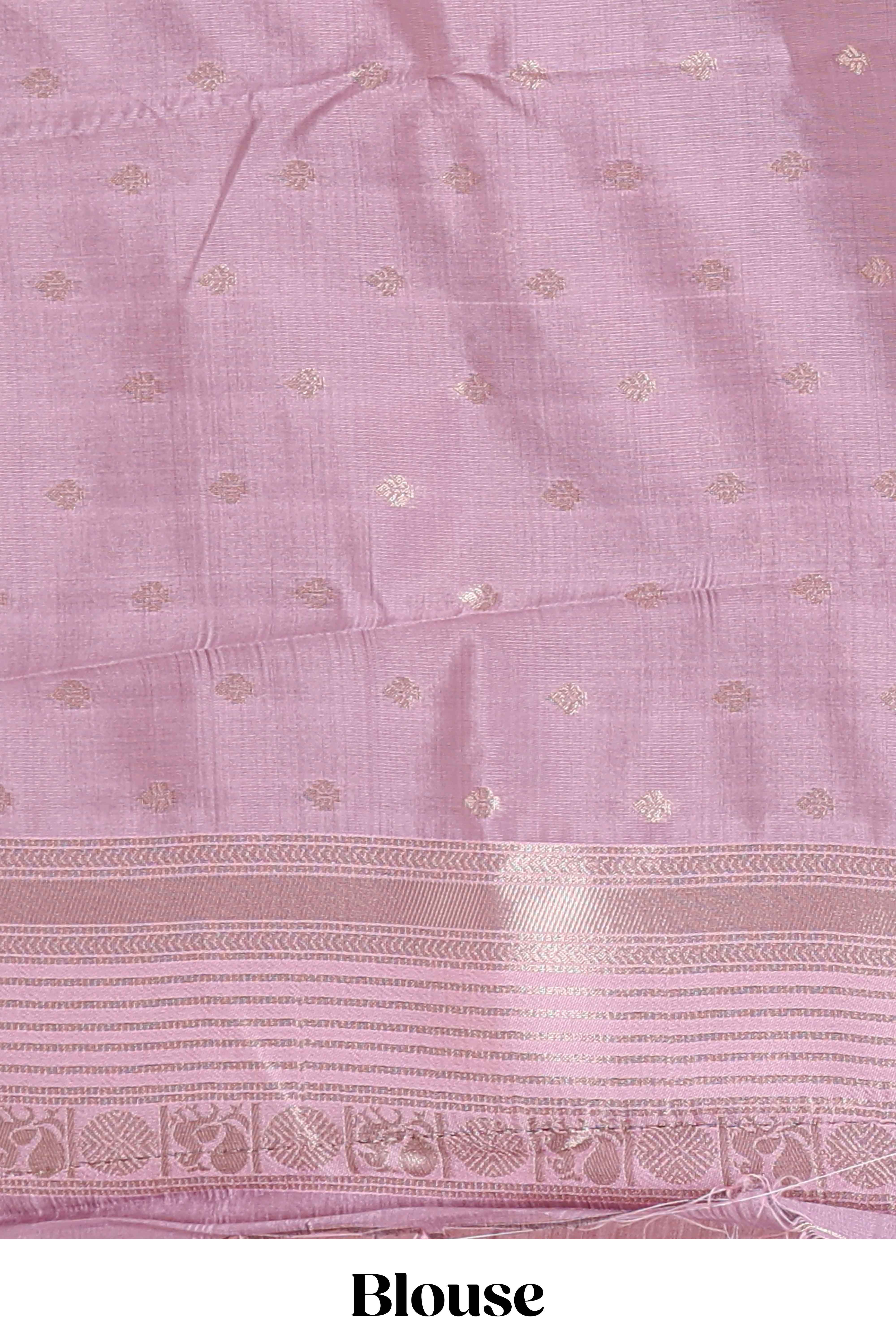 Dark brown zari checked design semi soft silk saree with contrast border and blouse