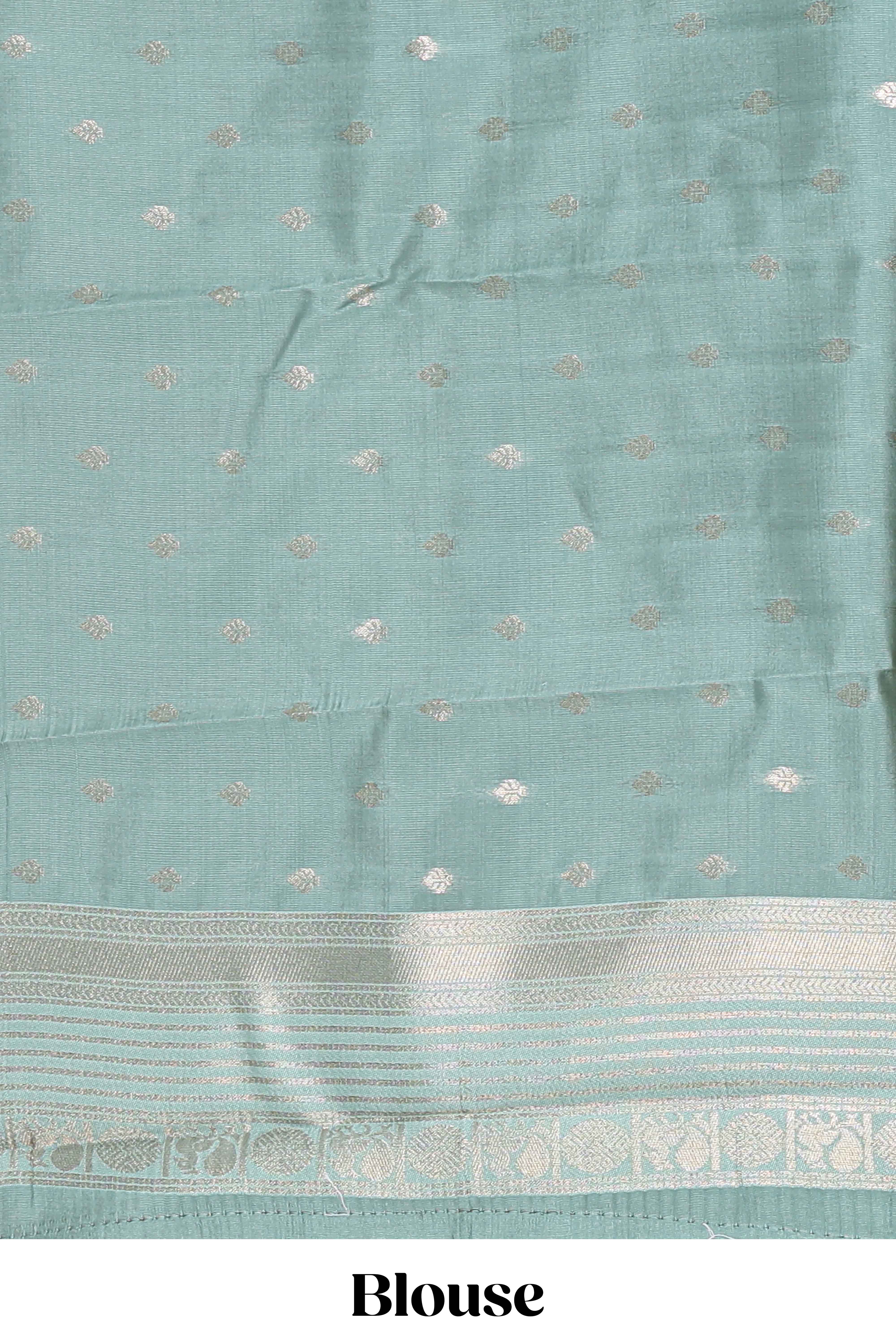 Dark brown zari checked design semi soft silk saree with contrast border and blouse