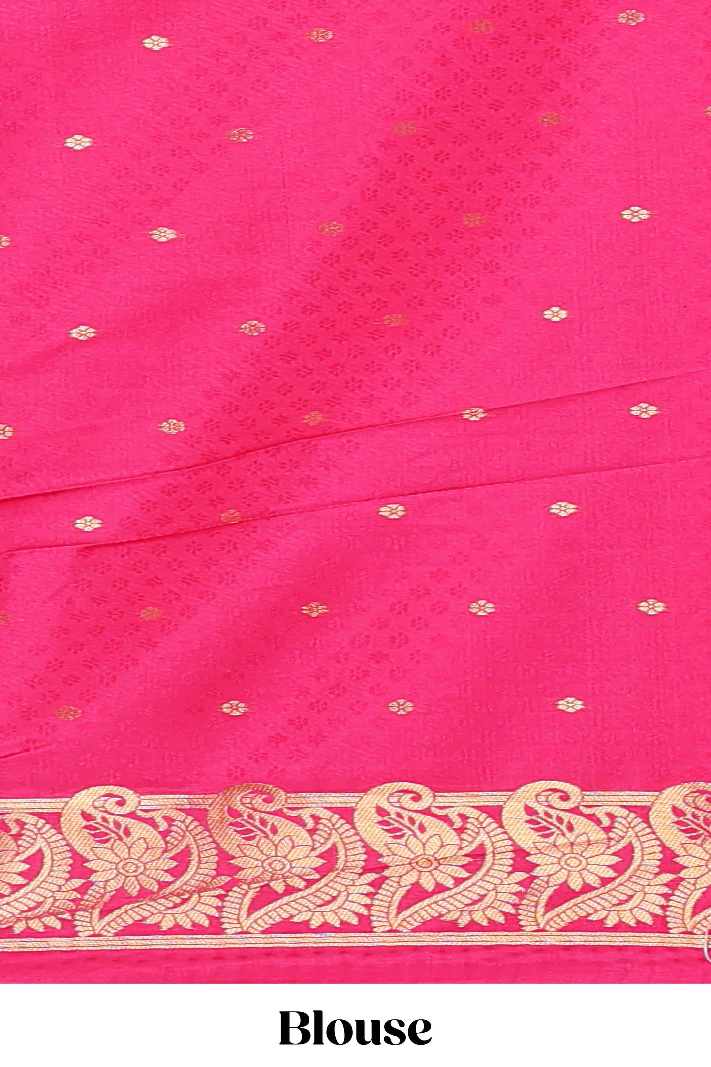 Borderless pink checked floral motifs zari design semi soft silk saree with matching zari motifs blouse