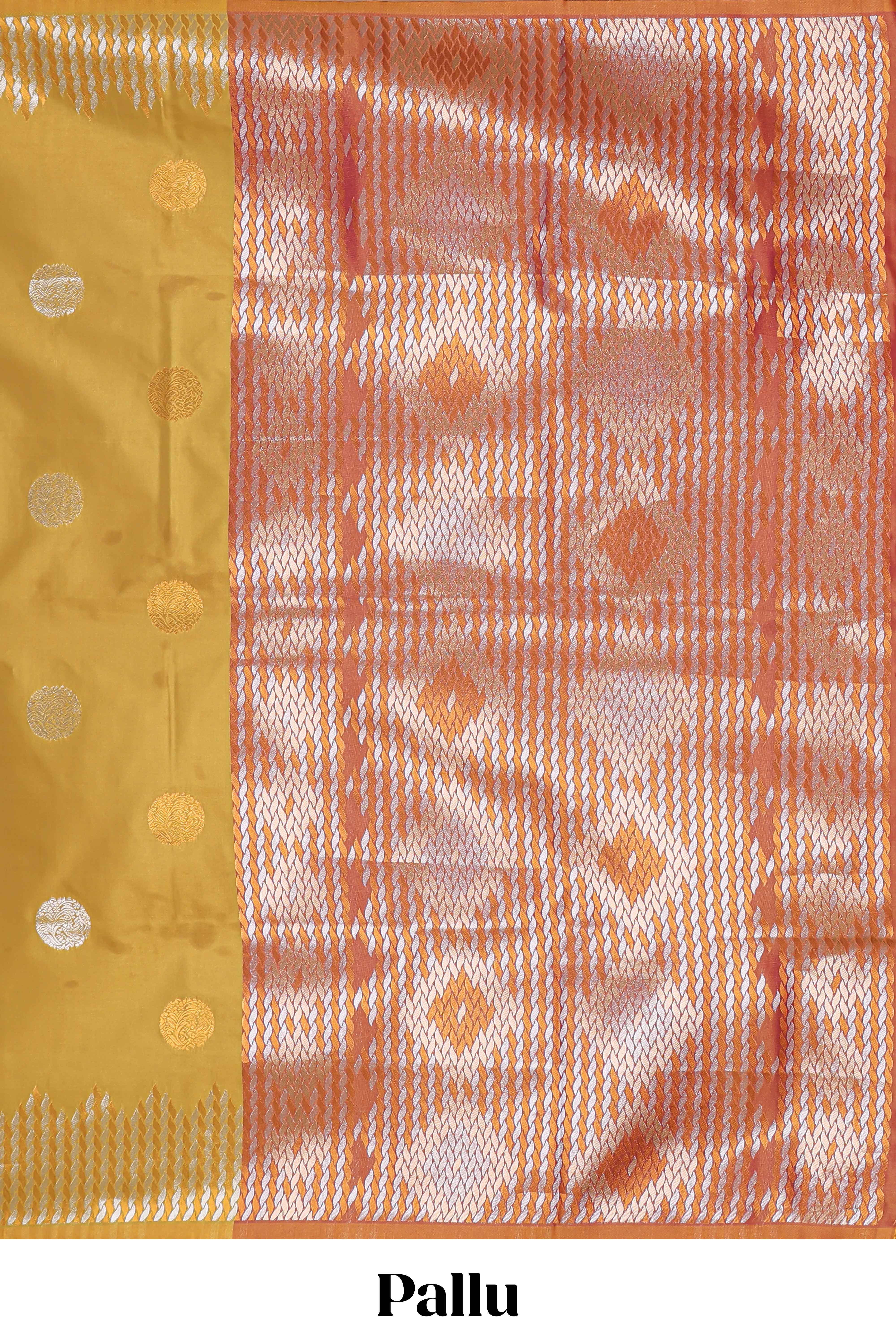 semi soft silk saree pastley silver golden zari geometrical border zari motifs with contrast pallu and blouse