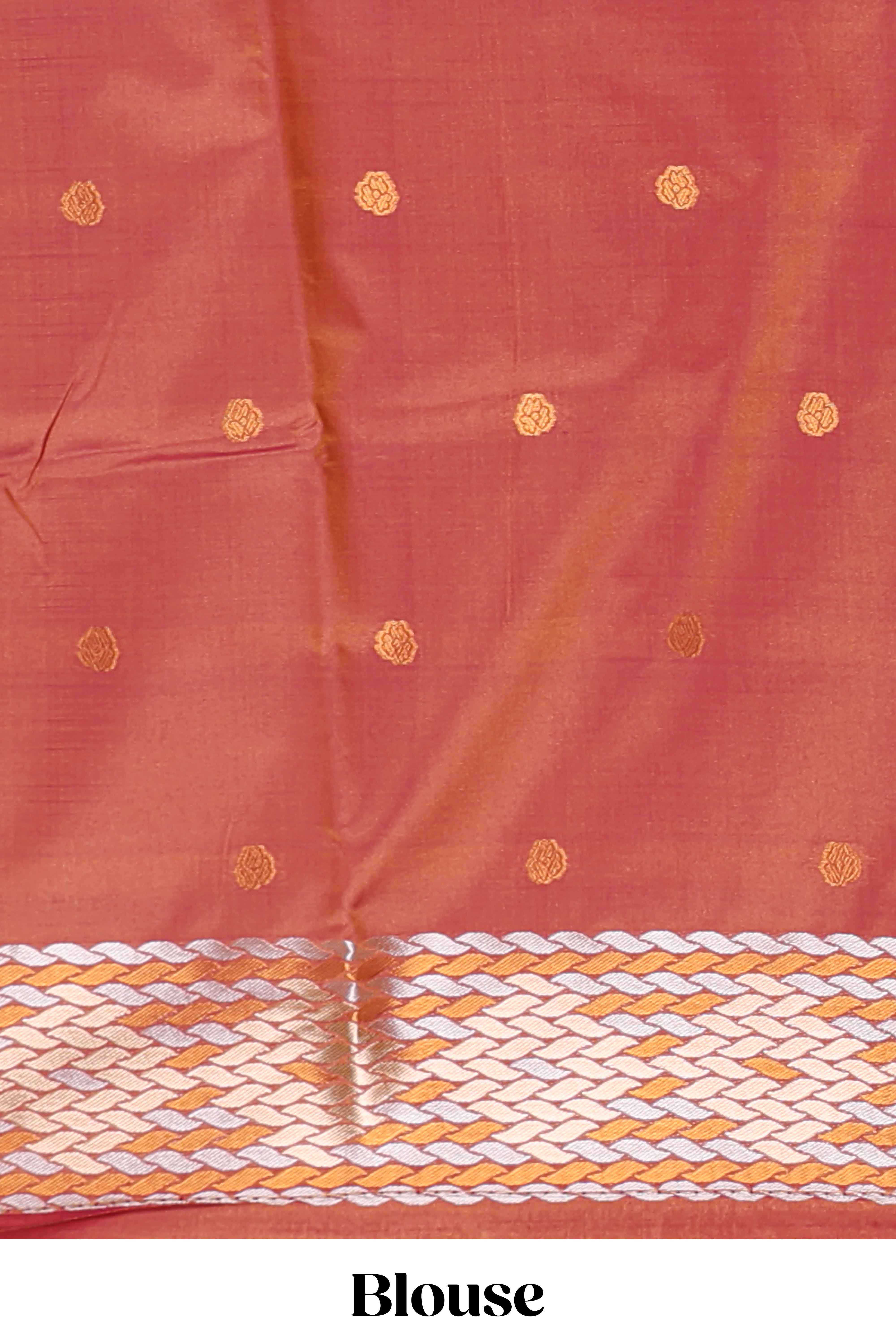 semi soft silk saree pastley silver golden zari geometrical border zari motifs with contrast pallu and blouse