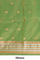 orange semi soft silk saree traditional striped zari border with rich zari border and contrast palluwith blouse