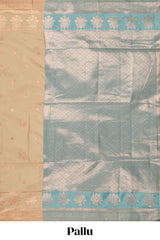 Sandle colour semi soft silk Woven Zari-Inspired Motifs and Zari Weave Design border with contrast pallu and blouse