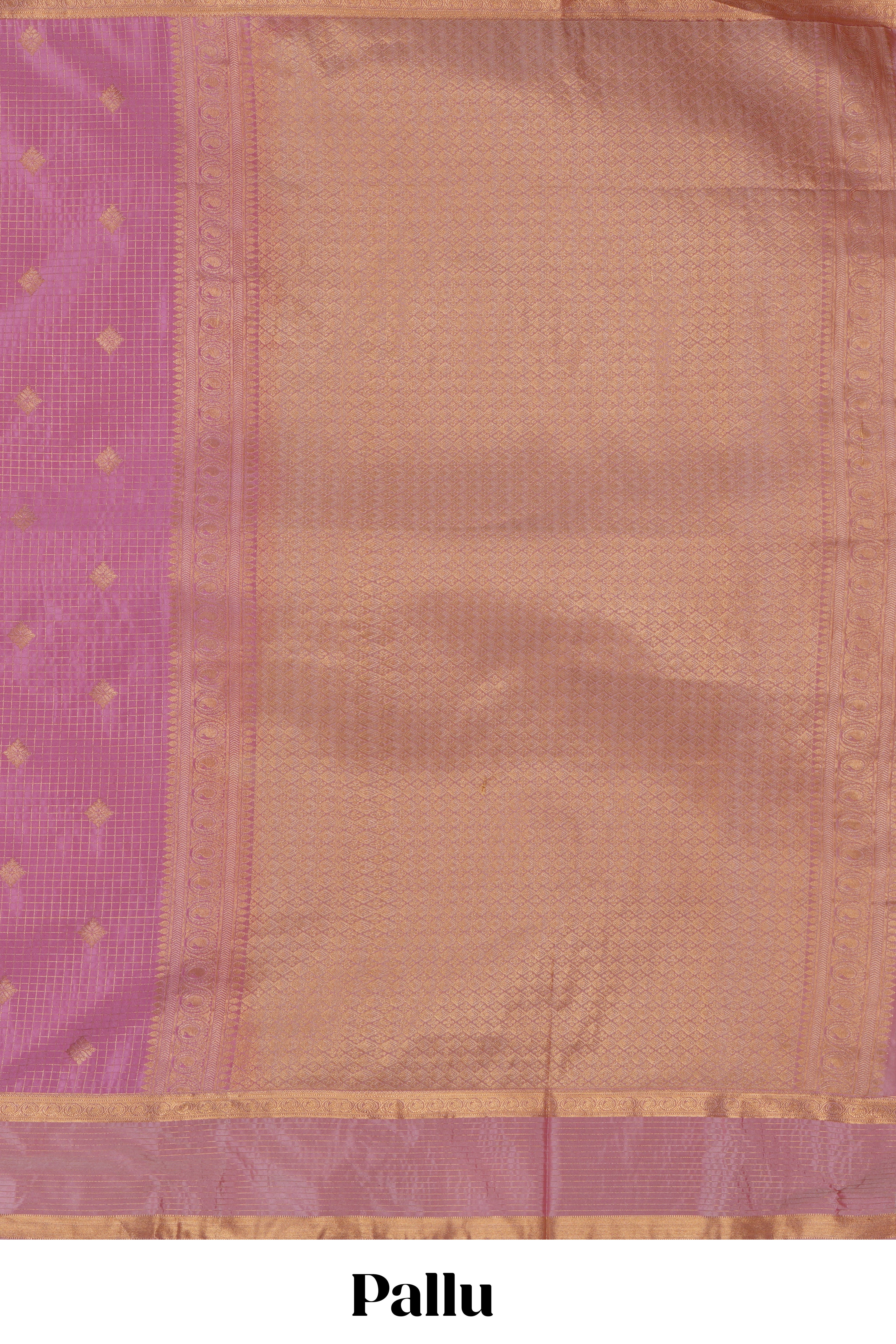 Pink checked zari motifs design saree with self zari border and matching blouse