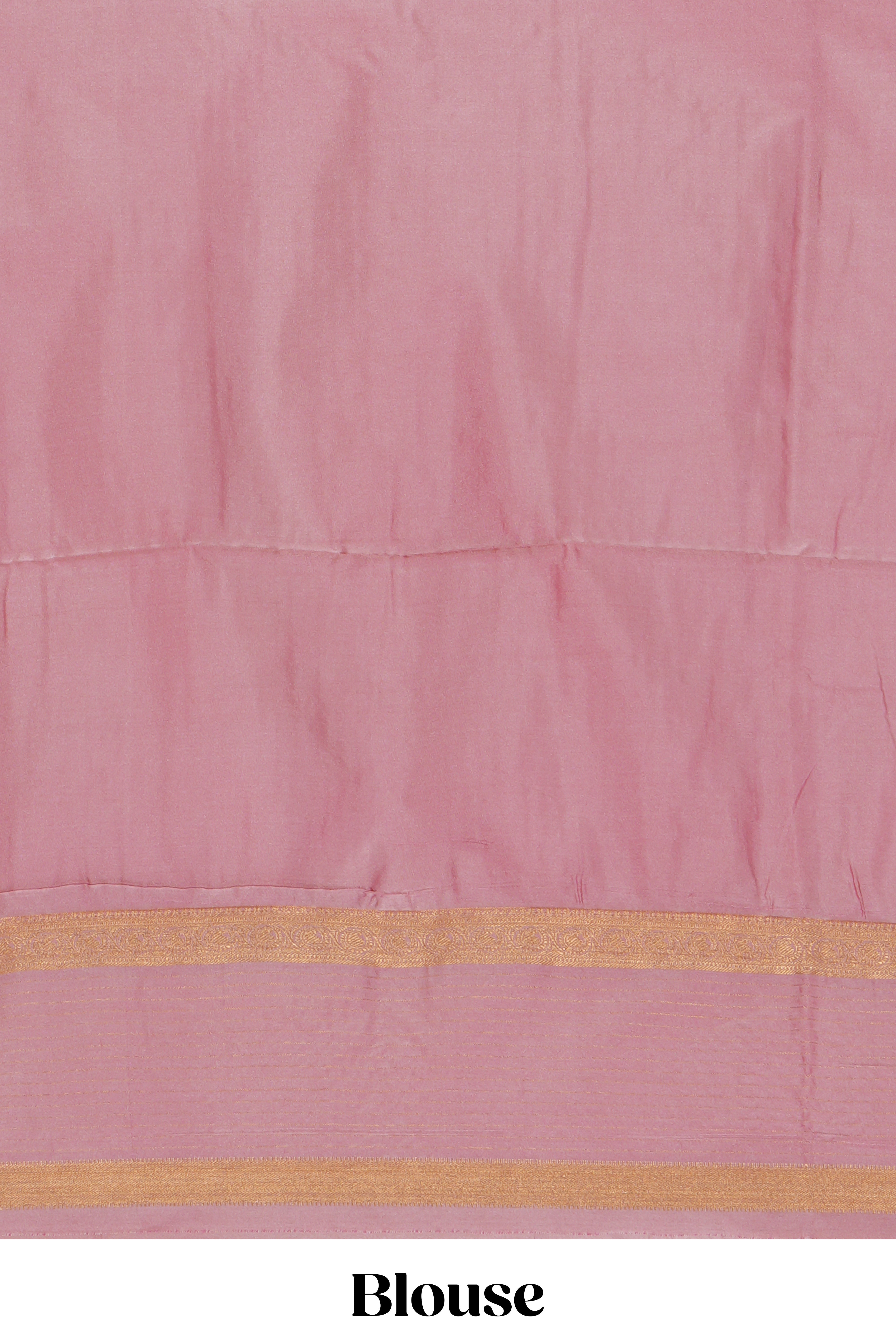 Pink checked zari motifs design saree with self zari border and matching blouse