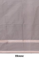 Mustard zari checked motifs design semi soft silk saree with contrast border and blouse