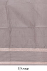 Berry blue zari checked motifs design semi soft silk saree with contrast border and blouse