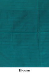 Green striped zari motifs design semi soft silk saree with contrast zari border and plain blouse
