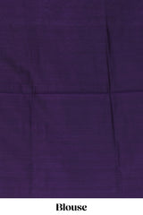 Dark green striped zari motifs design semi soft silk saree with contrast zari border and plain blouse