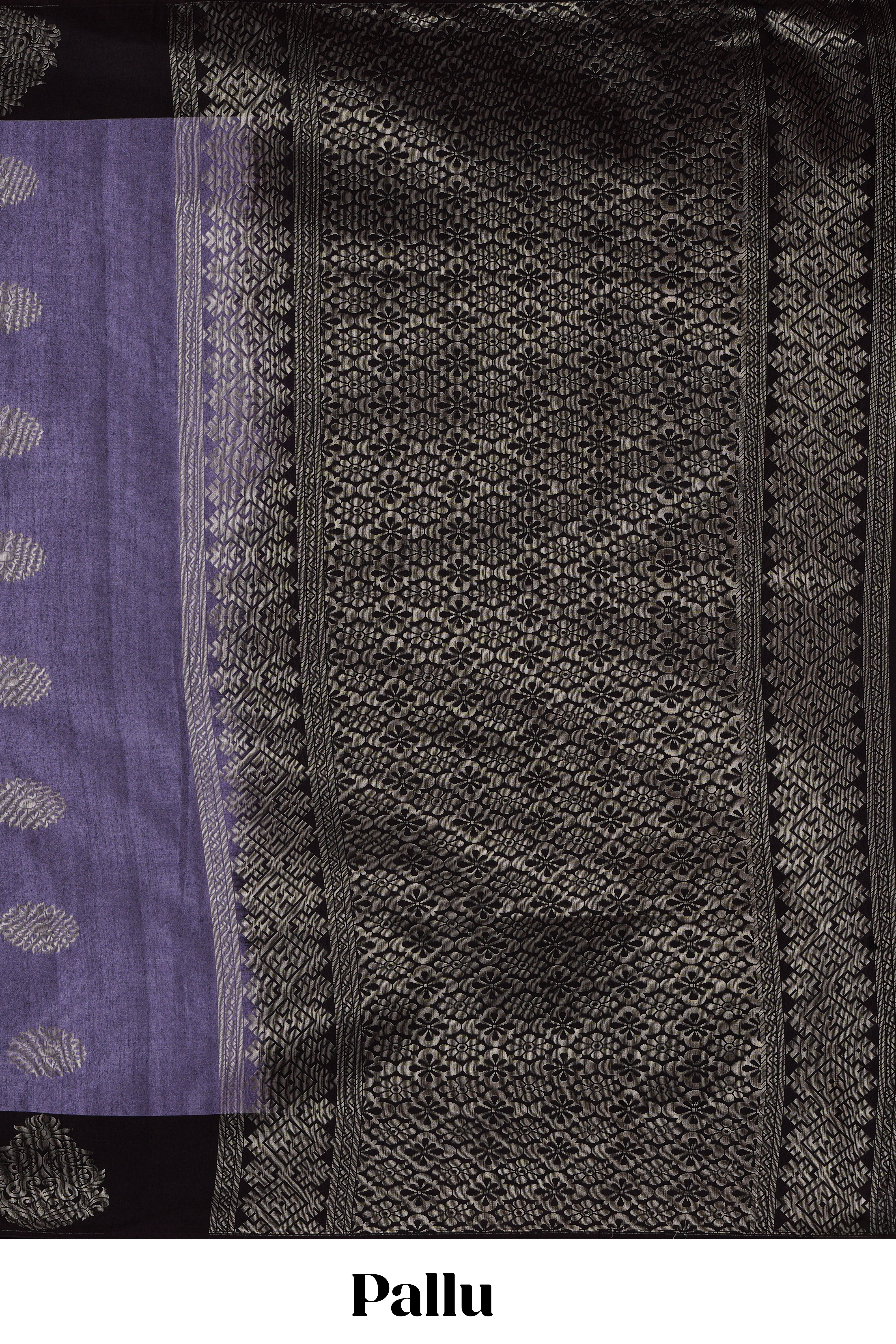 Lavender zari motifs design semi soft silk saree with contrast zari border and plain blouse
