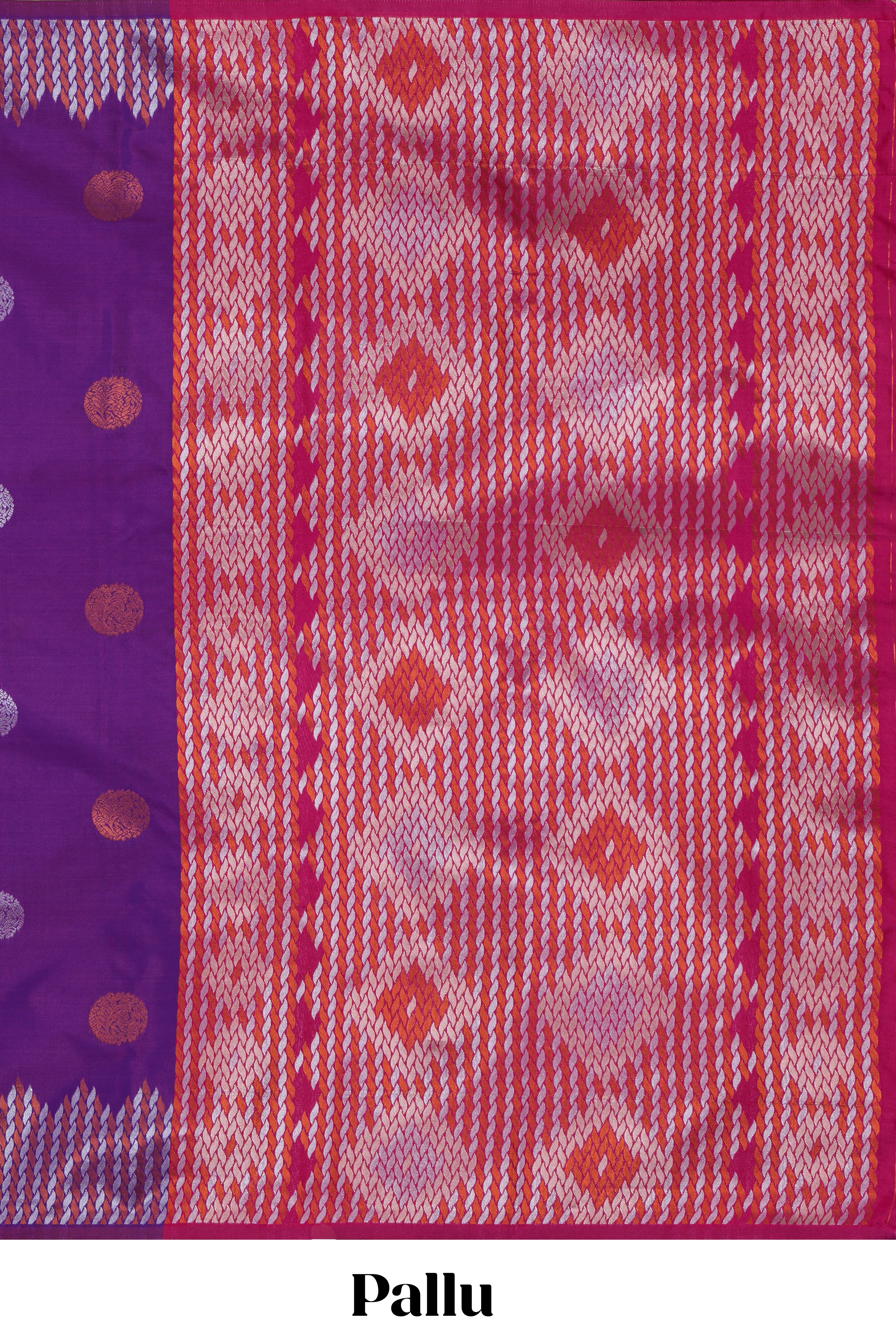 Electric lavender zari motifs design semi soft silk saree with self zari border and contrast motifs blouse