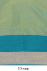 Grey floral veins zari motifs design semi soft silk saree with contrast zari border and multi color blouse