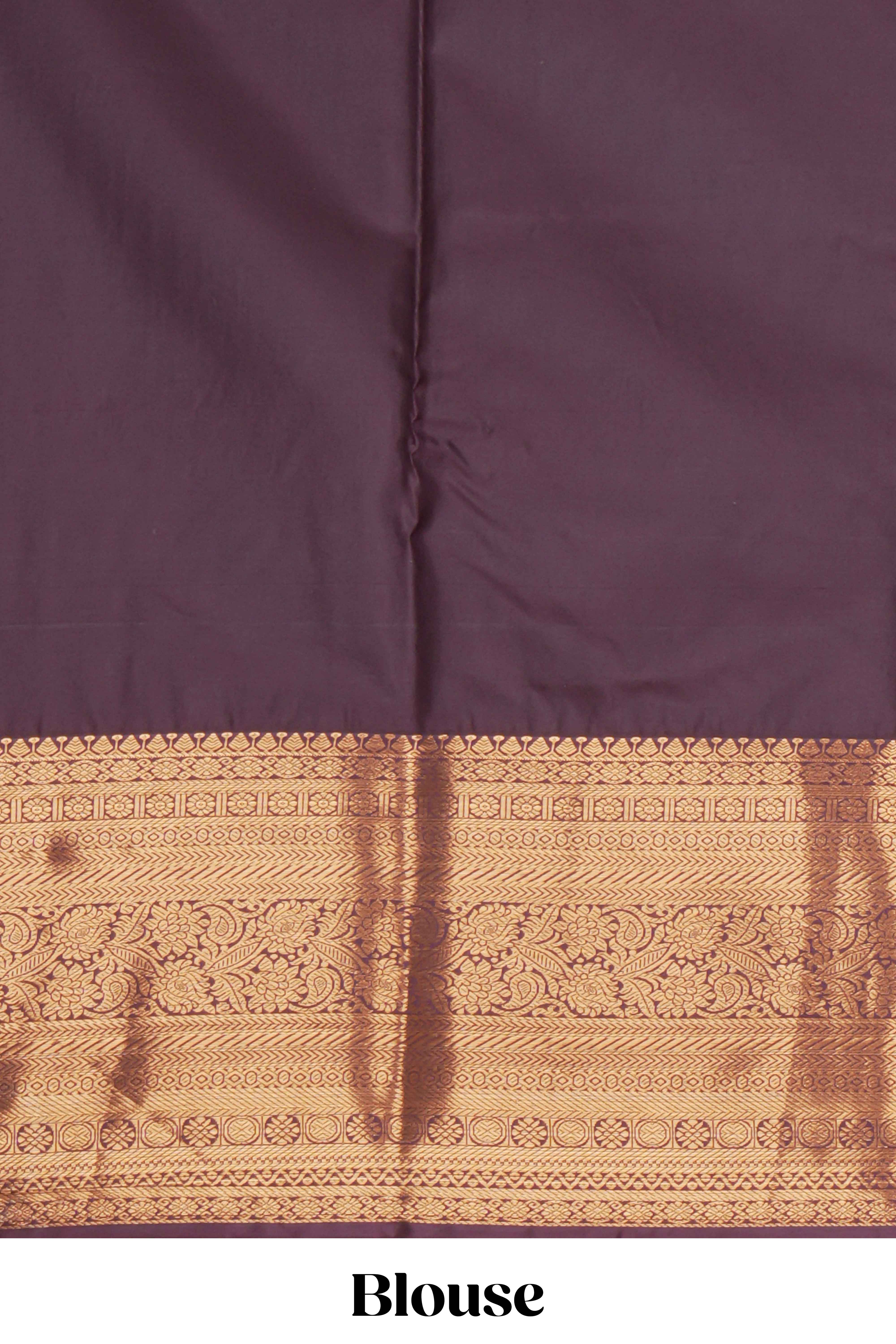 Rust orange striped zari design kathan Silk Saree with contrast zari border and zari blouse