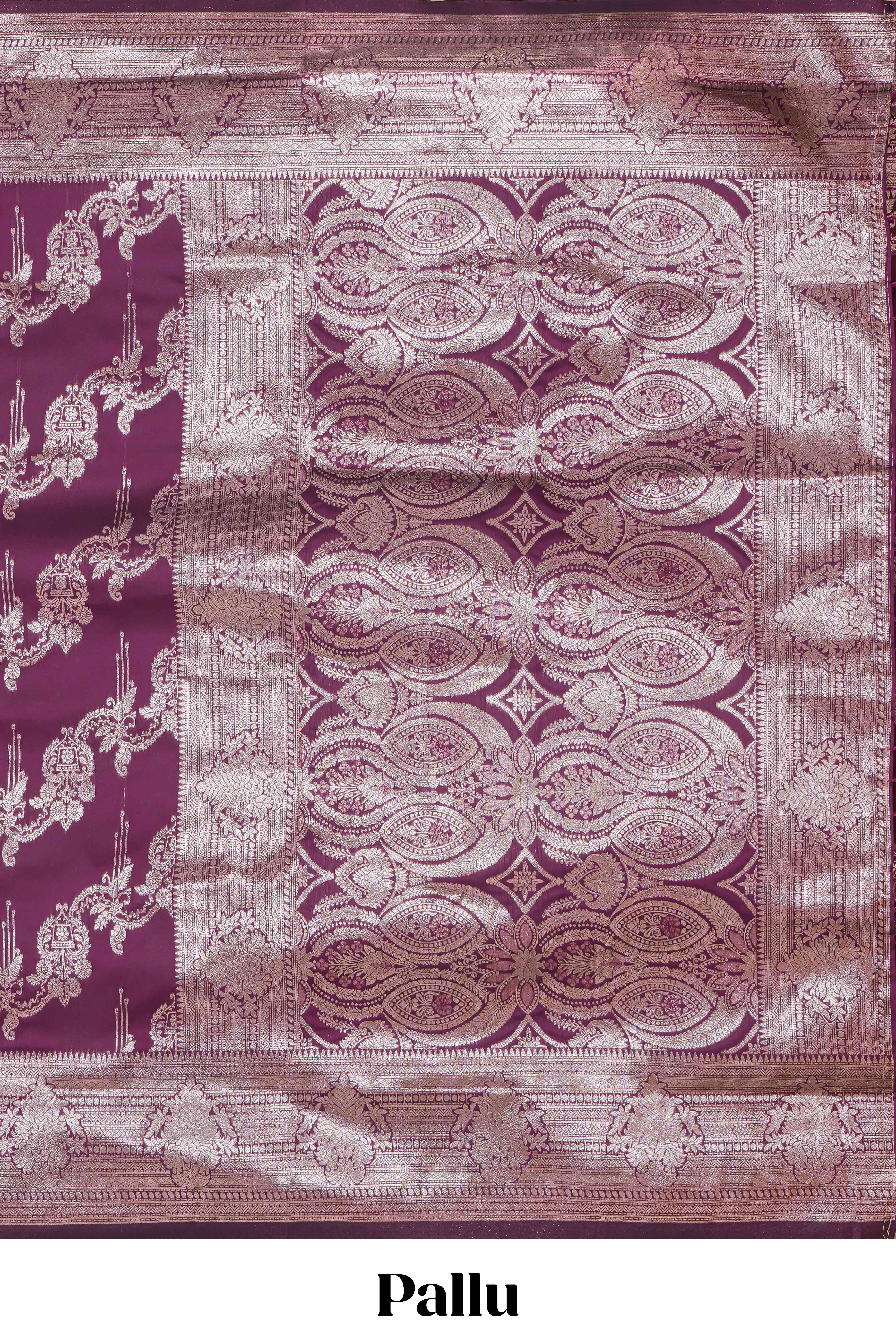 Purple zari design semi soft silk saree with self zari border and matching blouse