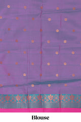 Borderless magenta pink striped motifs design semi soft silk saree with contrast pallu and zari motifs blouse