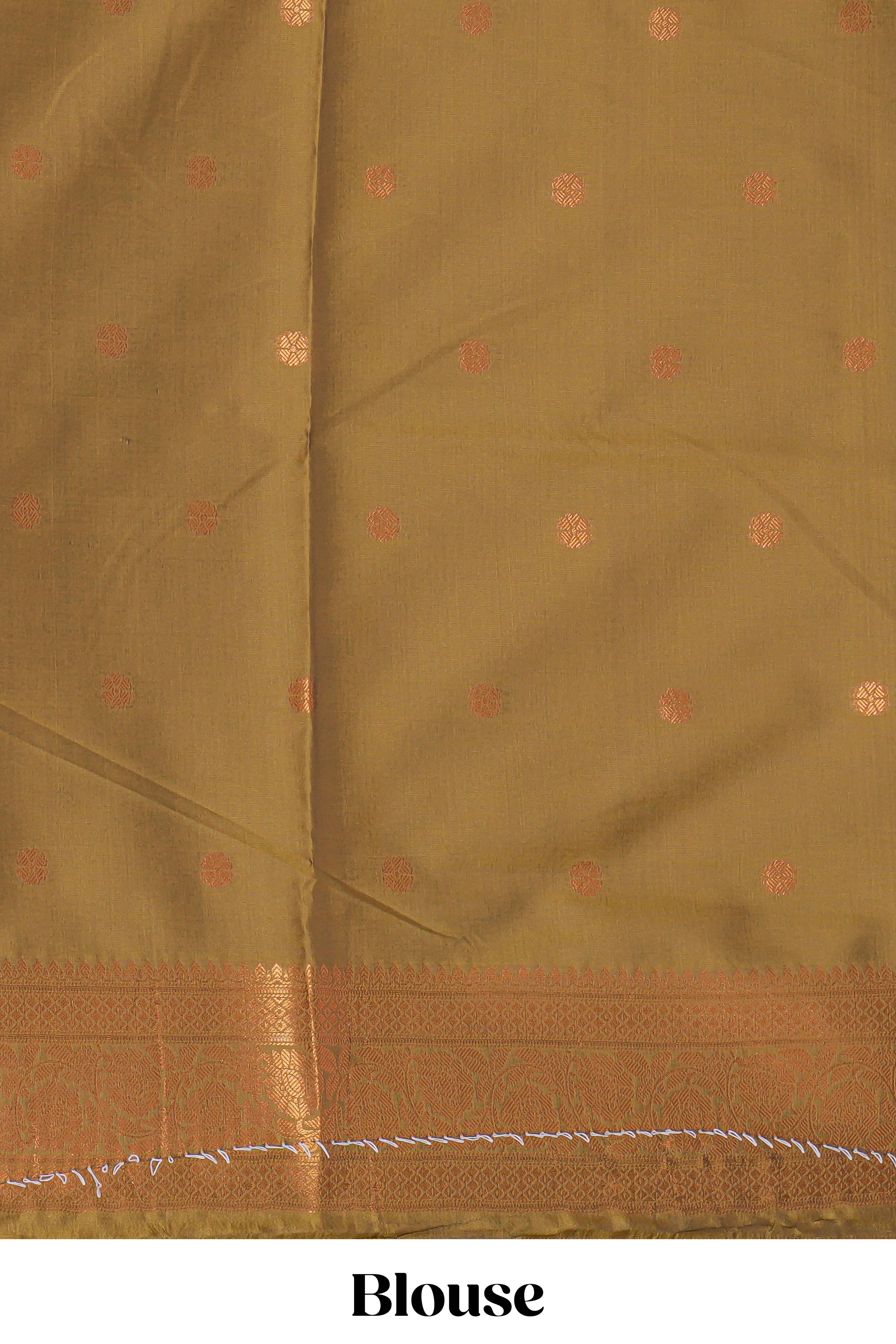 Borderless dark green striped motifs design semi soft silk saree with contrast pallu and zari motifs blouse