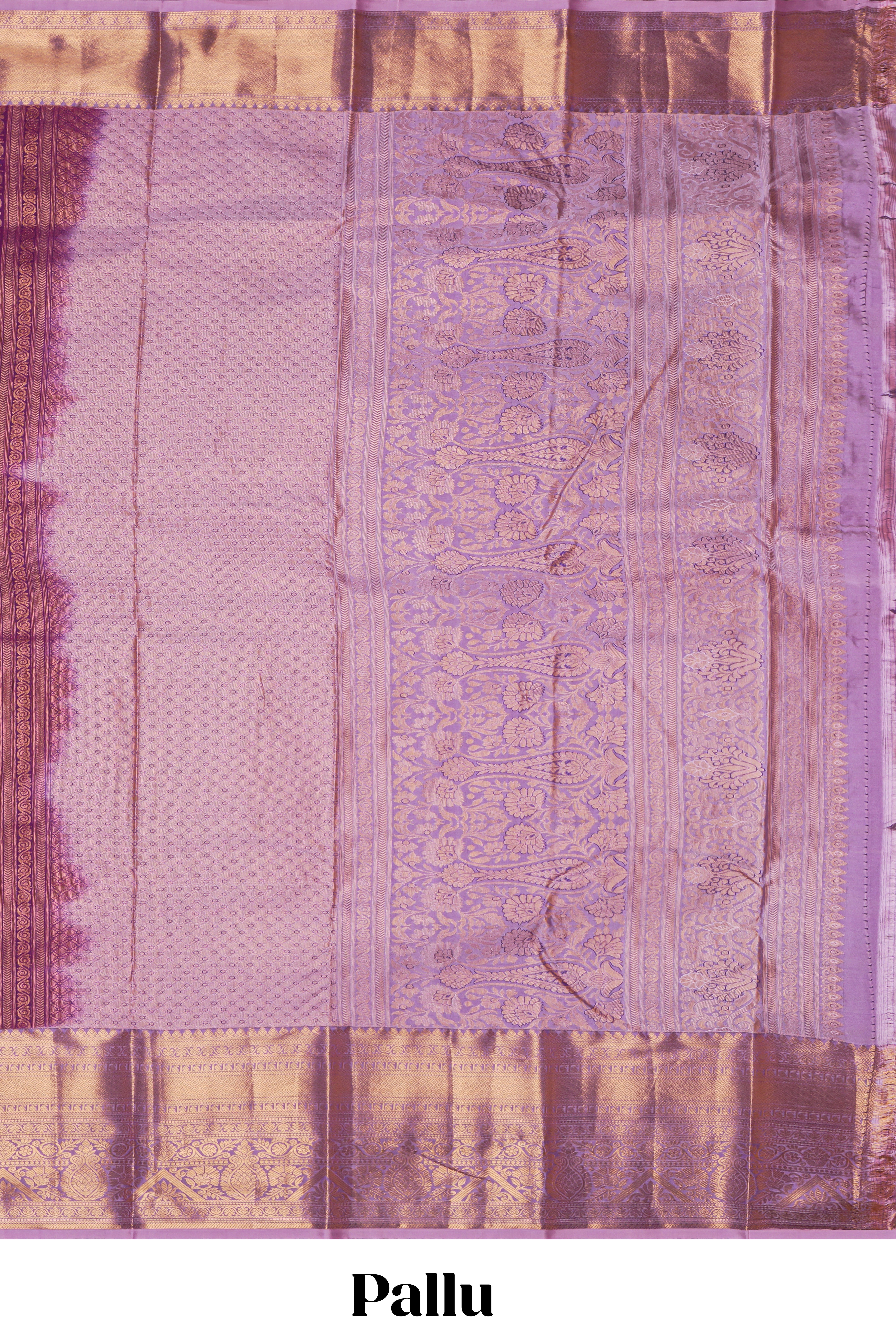 Violet floral zari motifs design semi soft silk saree with contrast zari border and blouse