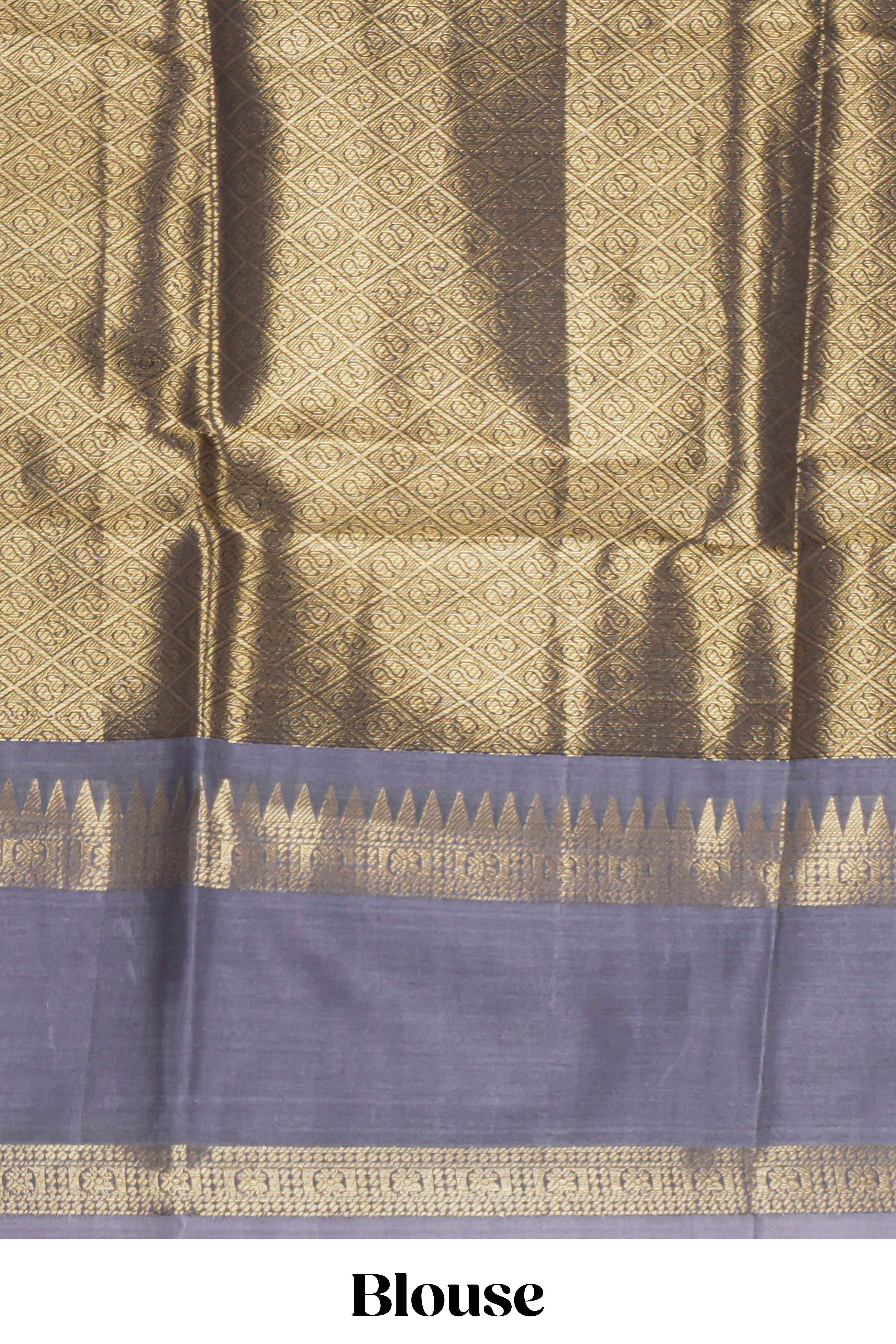 Black floral zari motifs design semi soft silk saree with contrast border and zari blouse