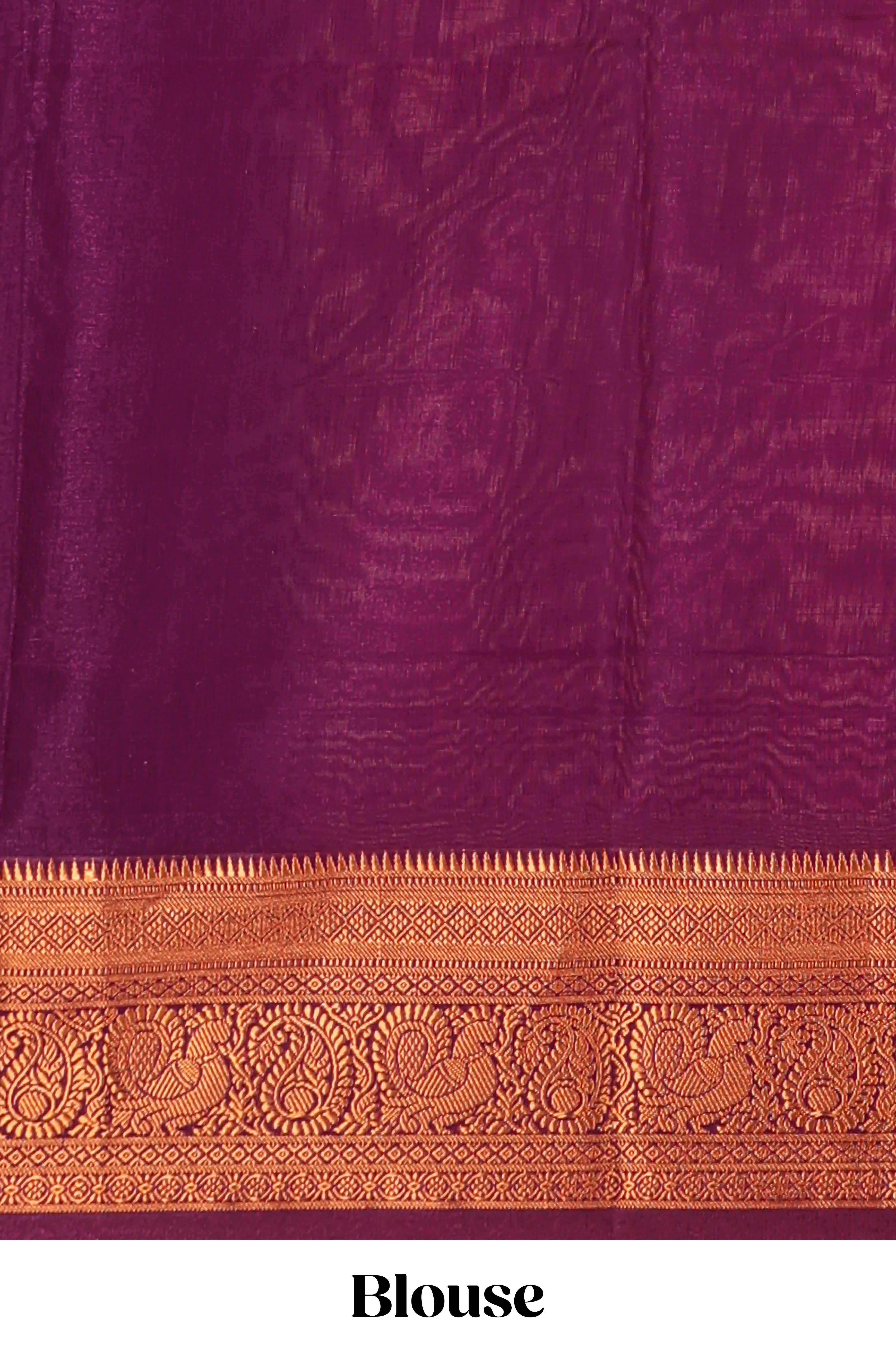 Green floral zari motifs design semi soft silk saree with contrast zari border and blouse