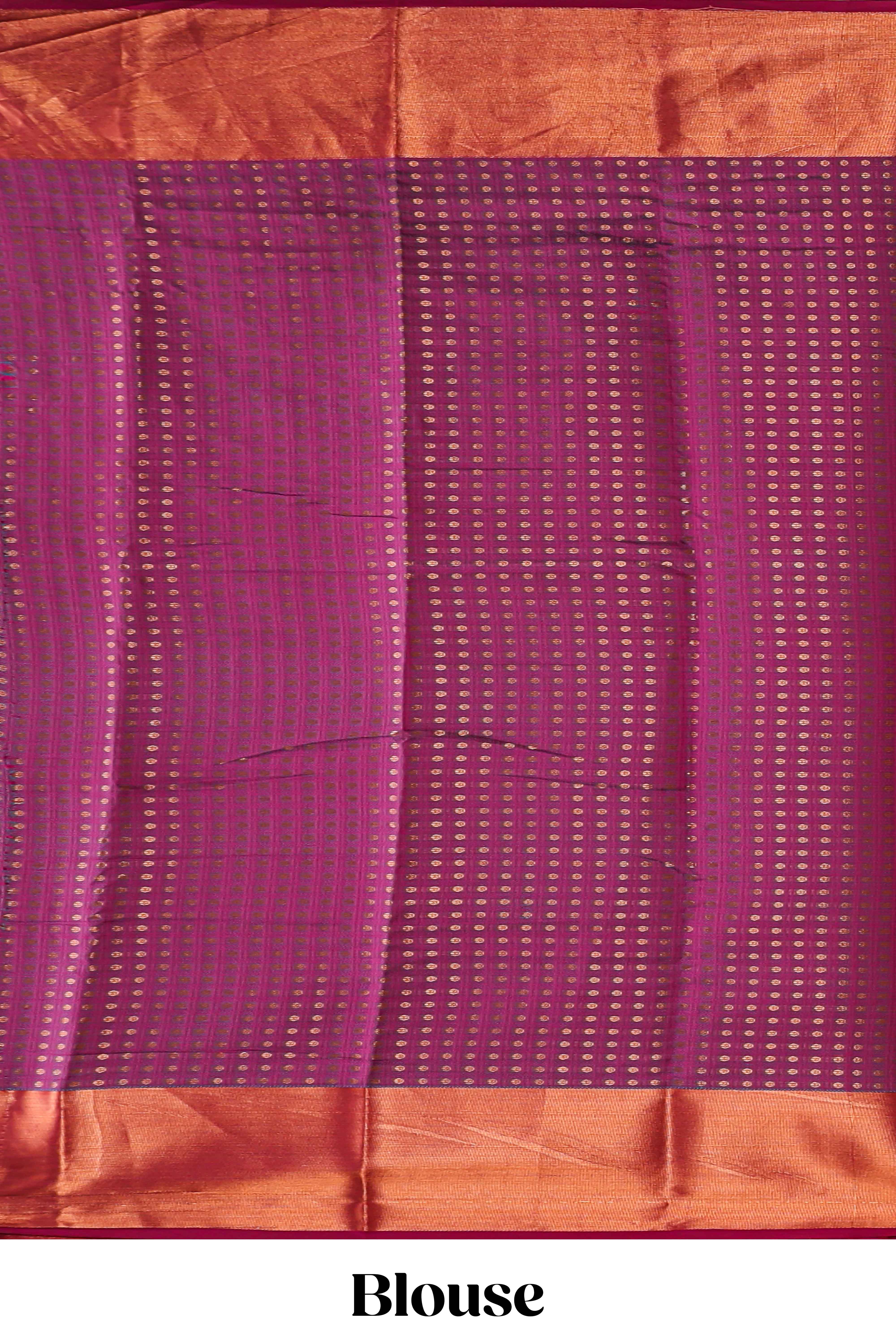 Royal blue shade zari motifs design semi soft silk saree with contrast border and matching motifs contrast blouse