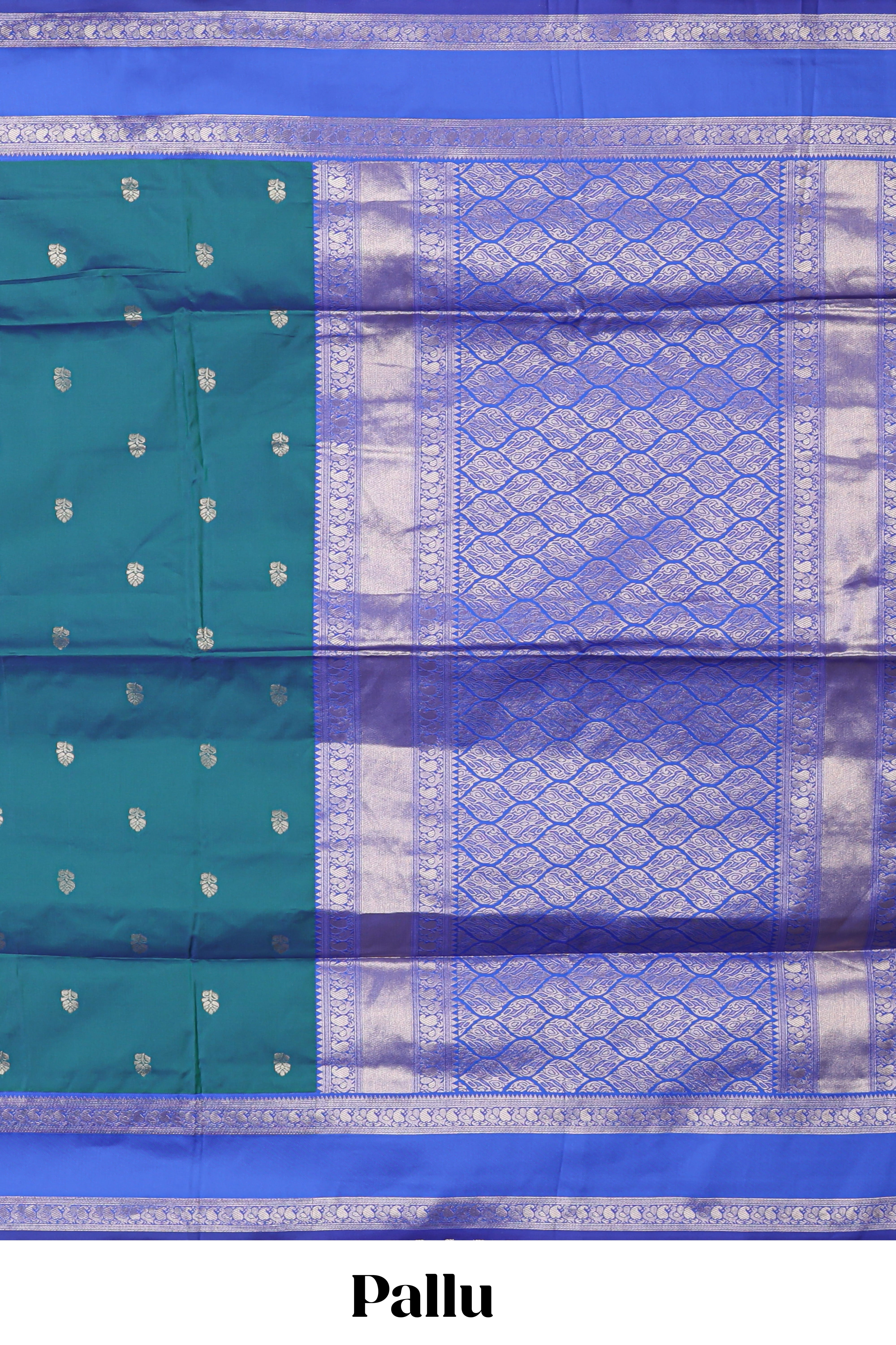 Peacock green Semi Soft Silk Saree delicate butta motifs with contrasting pallu elegant zari border along with contrast buttas blouse