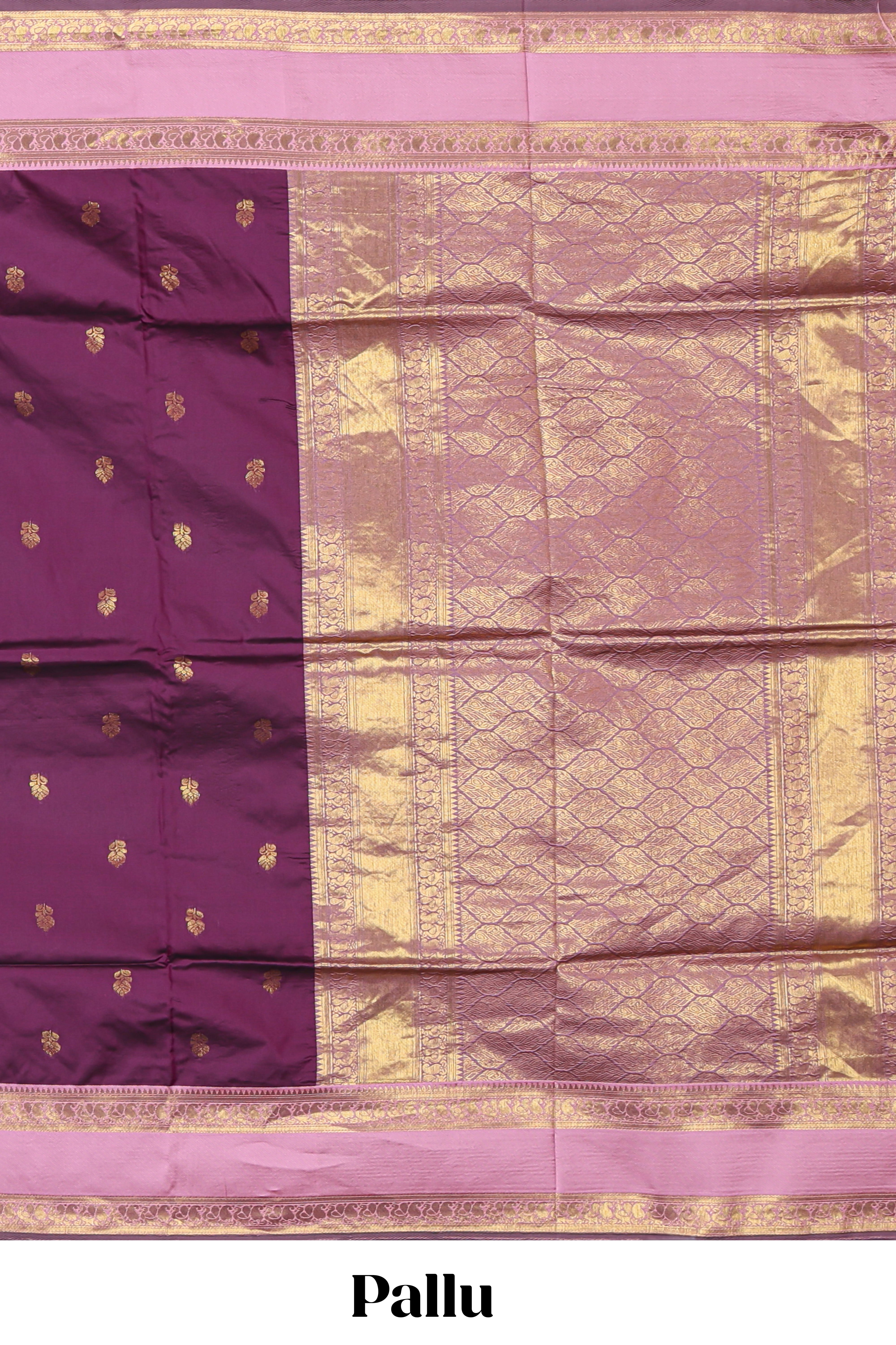 Purple Semi Soft Silk Saree delicate butta motifs with contrasting pallu elegant zari border along with contrast buttas blouse