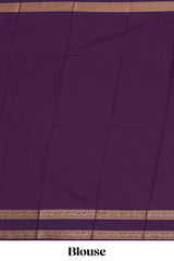 Mustard checked floral zari motifs design semi soft silk saree with contrast border and zari blouse