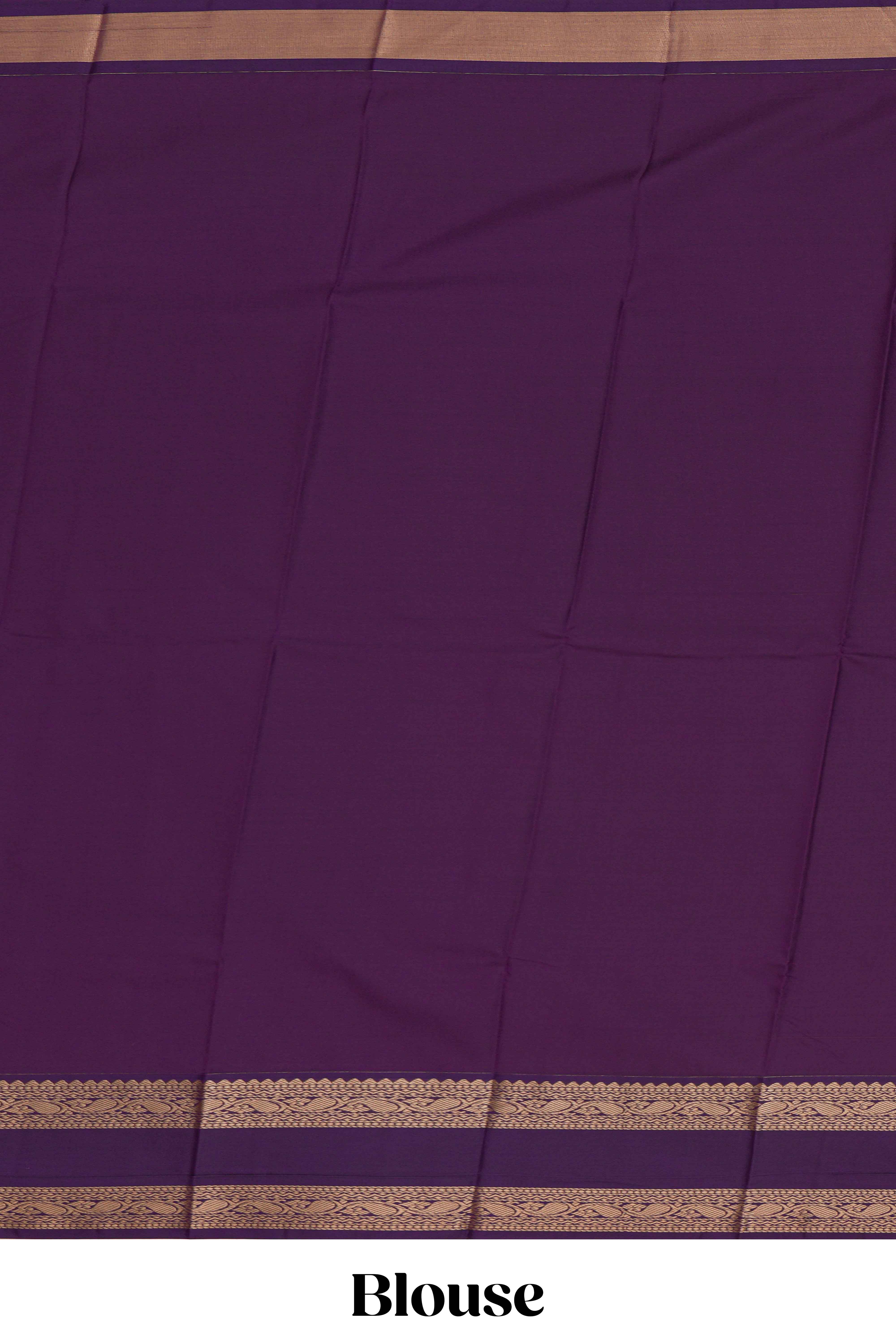 Mustard checked floral zari motifs design semi soft silk saree with contrast border and zari blouse
