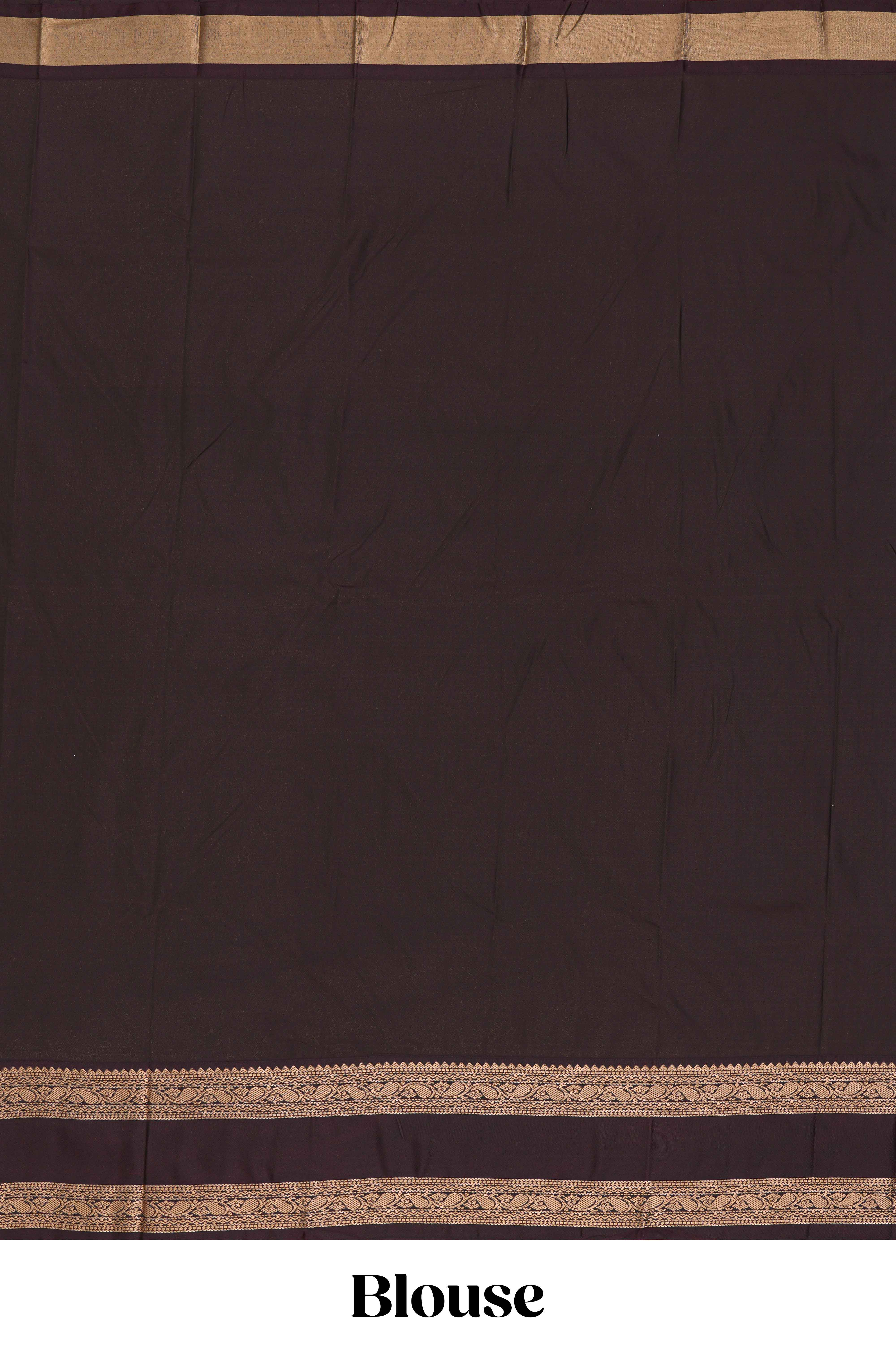 Peach checked floral zari motifs design semi soft silk saree with contrast border and zari blouse