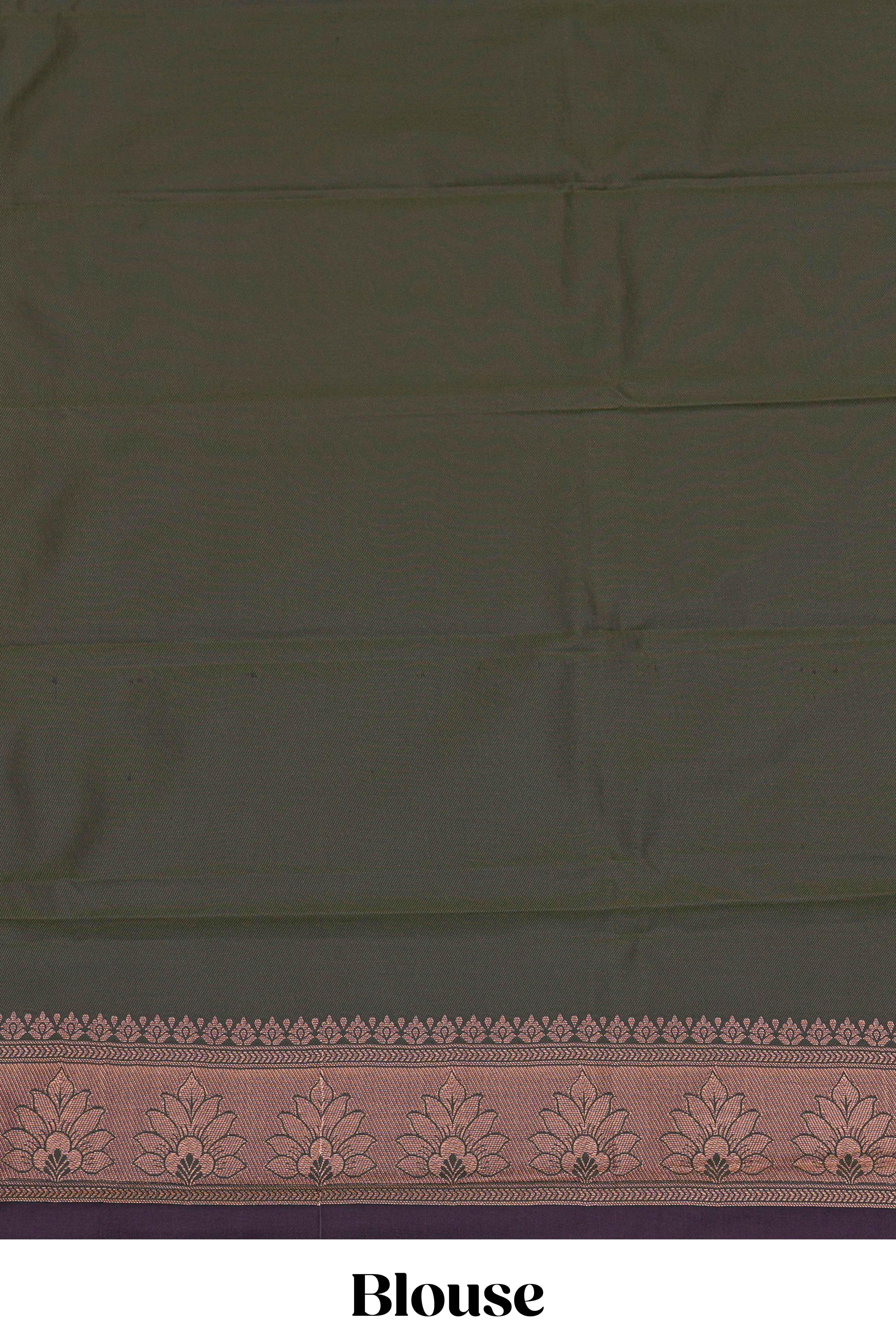 Violet stripes zari motifs design semi soft silk saree with contrast border and zari blouse