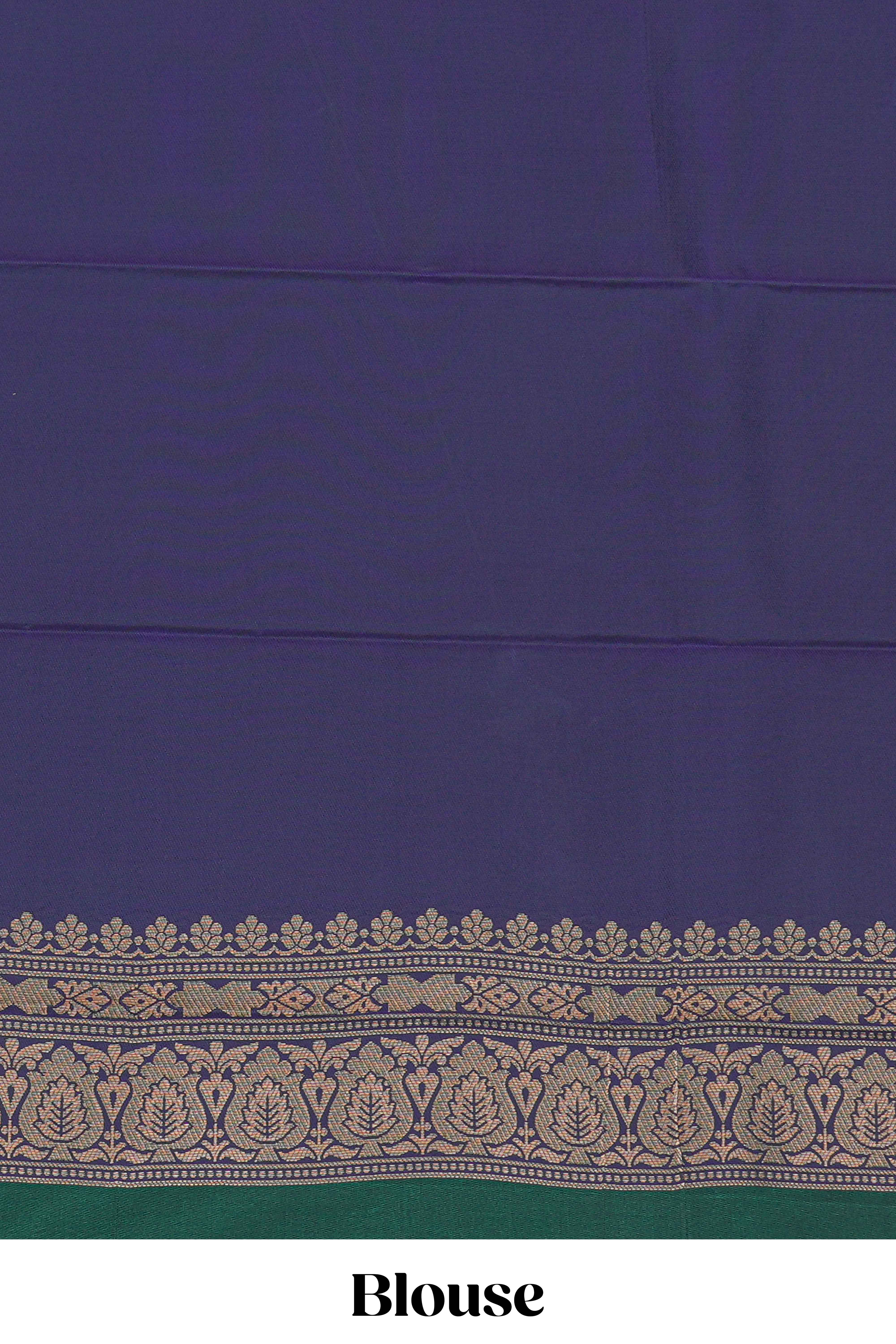 Green stripes zari motifs design semi soft silk saree with contrast border and zari blouse