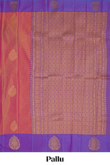 Pink stripes zari motifs design semi soft silk saree with contrast border and zari blouse