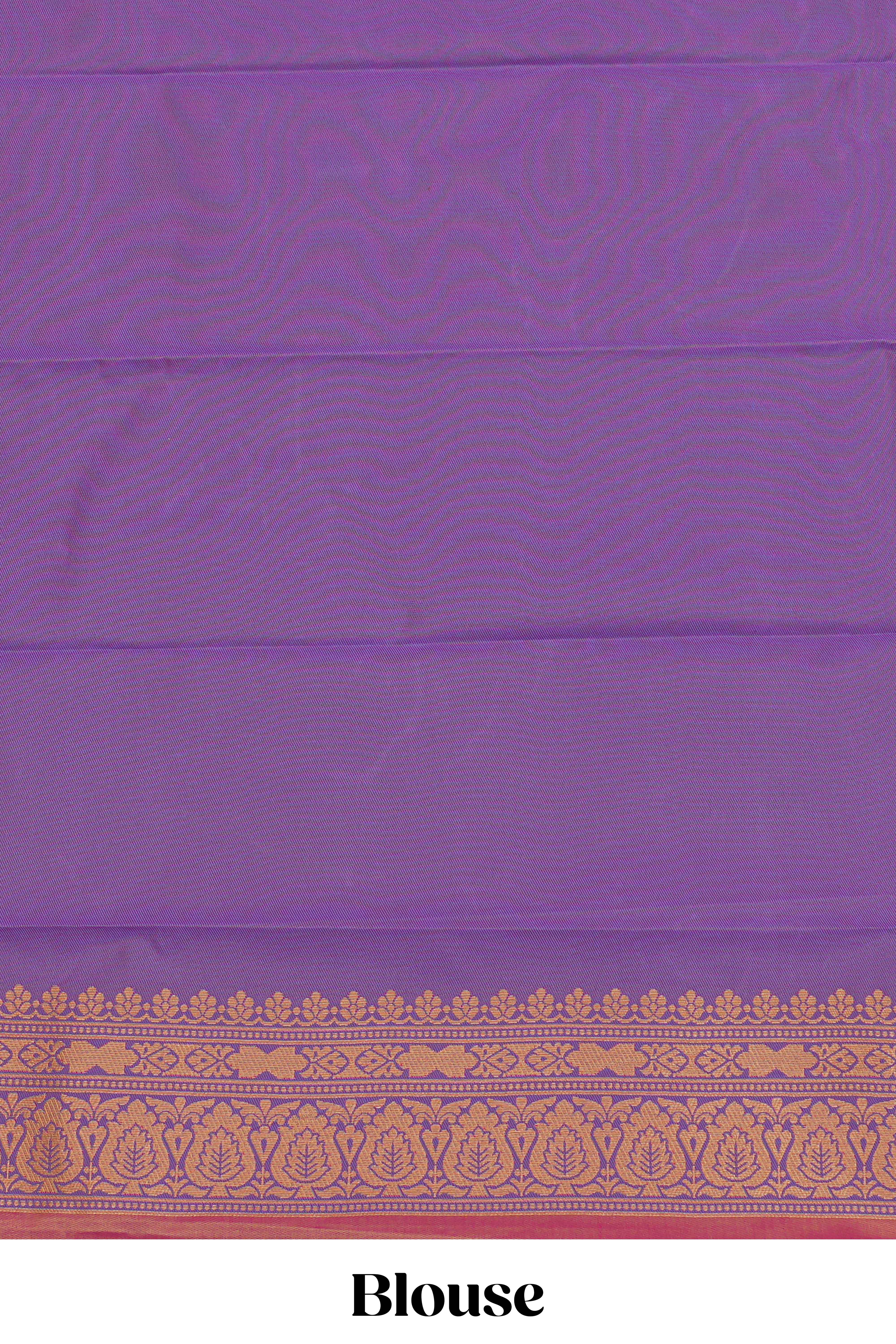 Pink stripes zari motifs design semi soft silk saree with contrast border and zari blouse