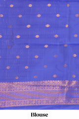 Multi color checked floral design motifs semi soft silk saree with contrast border and blouse