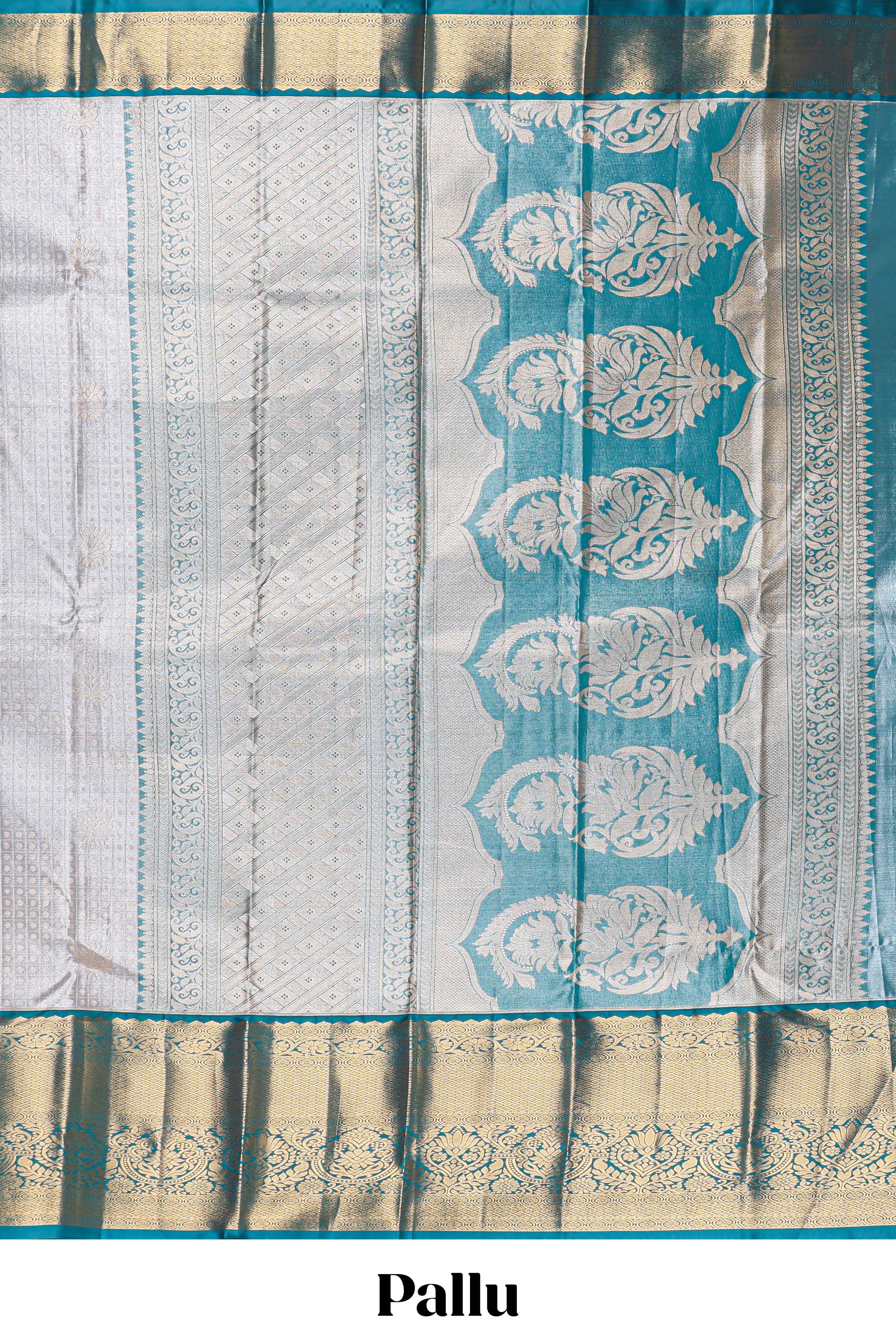 Grey shade checked butta design Semi Soft Silk Saree with pink contrast zari border along with contrasting blouse