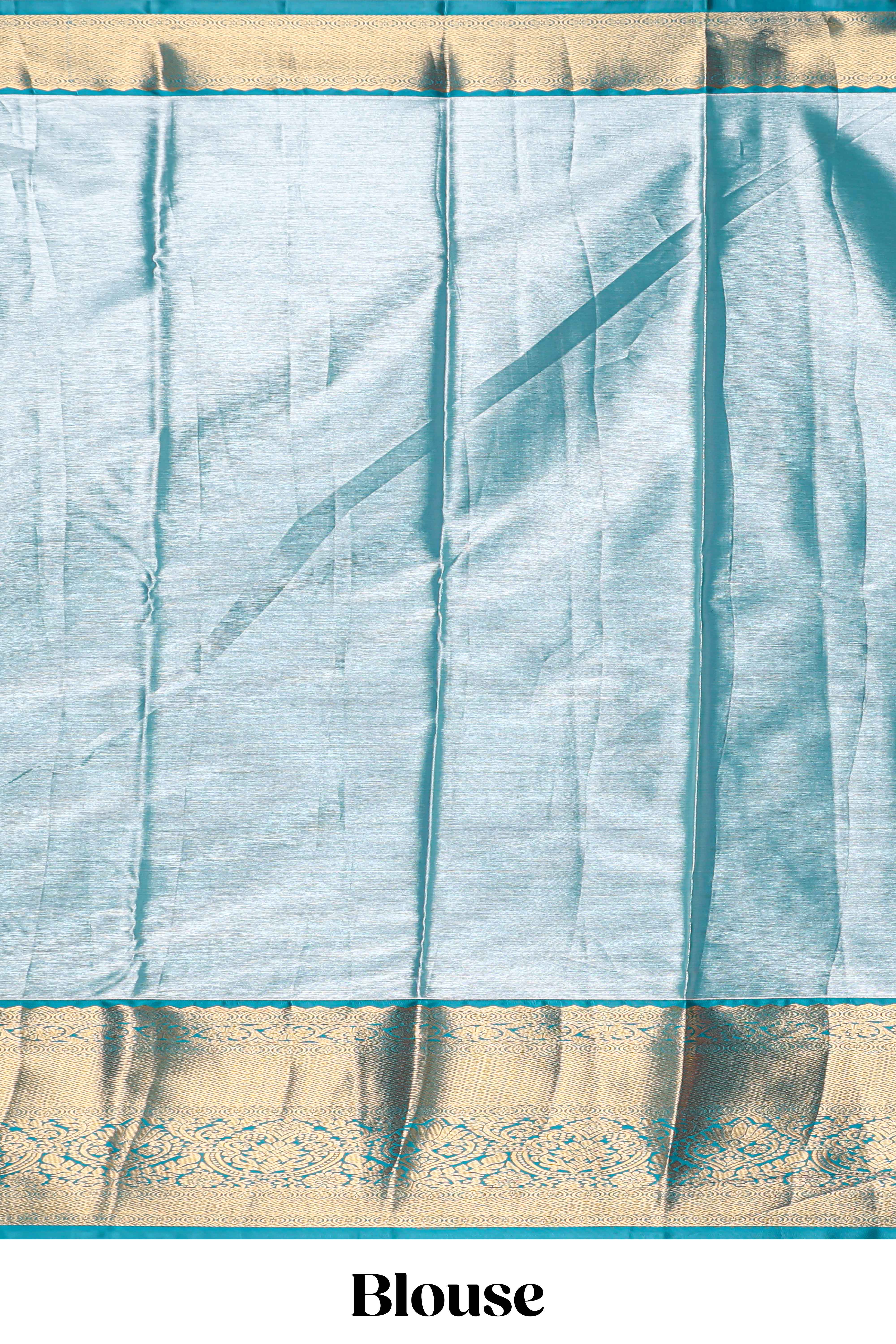 Grey shade checked butta design Semi Soft Silk Saree with pink contrast zari border along with contrasting blouse