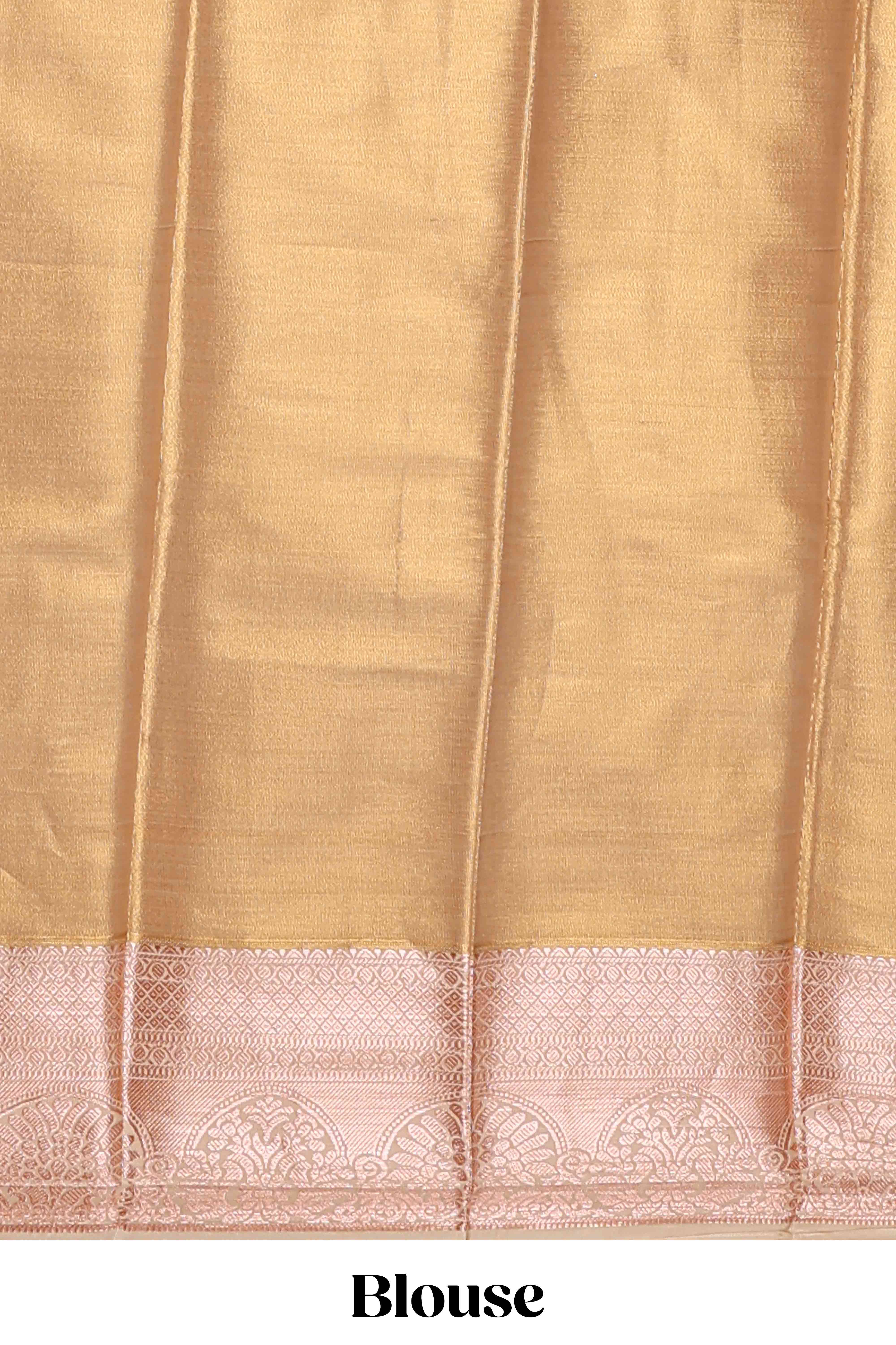 Orange Colour Tissue Silk Saree with Rich Gold Zari Weaving andContrast Border and Contrast Blouse