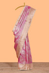Pink Colour Tissue Silk Saree with Rich Gold Zari Weaving andContrast Border and Contrast Blouse
