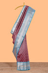 Violet Tissue Silk Saree with Silver Zari Weaving and Contrast Border along with Contrast Blouse
