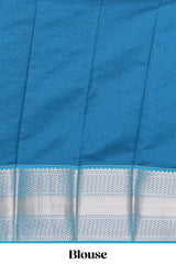 Violet Tissue Silk Saree with Silver Zari Weaving and Contrast Border along with Contrast Blouse