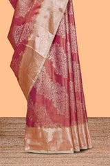 Brown Colour Tissue Silk Saree with Rich Gold Zari Weaving andContrast Border and Contrast Blouse