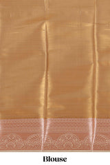 Brown Colour Tissue Silk Saree with Rich Gold Zari Weaving andContrast Border and Contrast Blouse