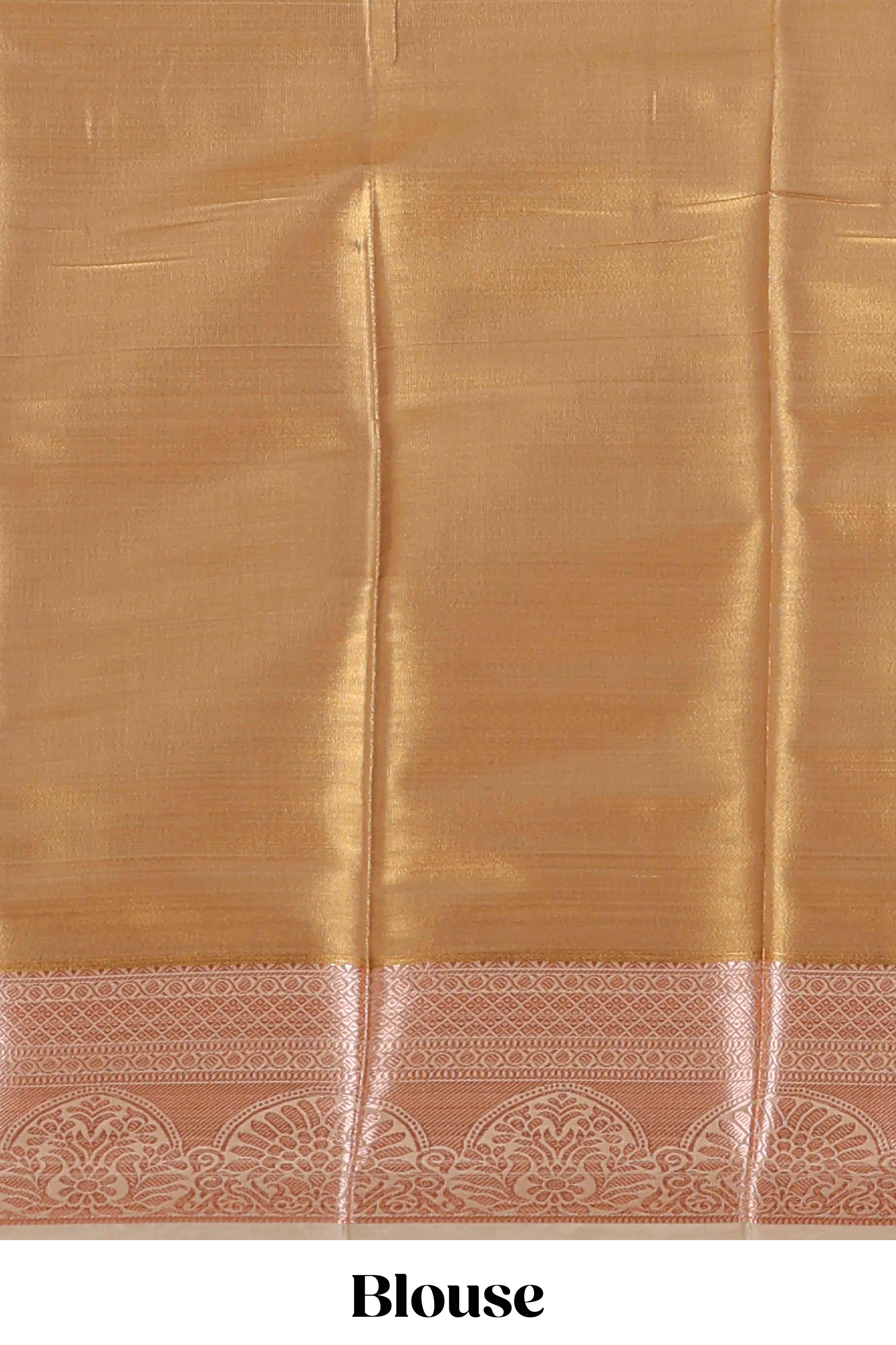 Brown Colour Tissue Silk Saree with Rich Gold Zari Weaving andContrast Border and Contrast Blouse