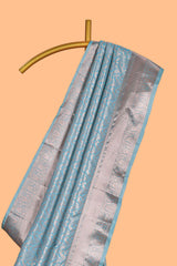 Sky Blue Color Tissue Silk Saree withZari Weaving Body and Border along with Matching Blouse